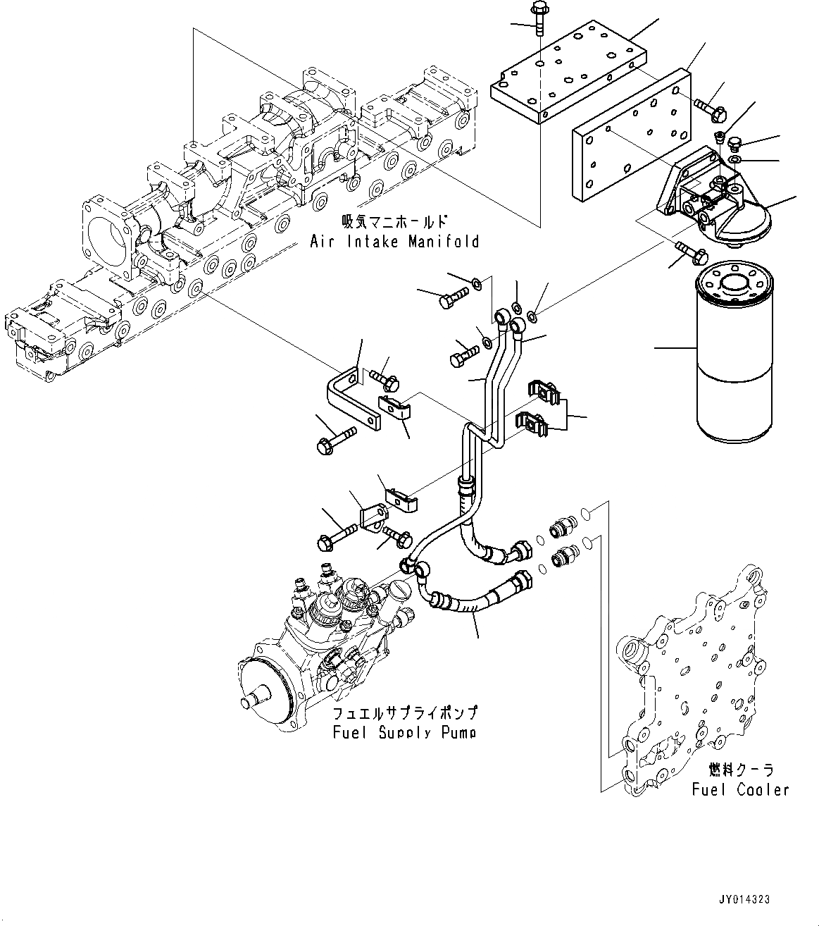 Схема запчастей Komatsu SAA6D125E-5F - ТРУБЫ ТОПЛ. ФИЛЬТРА (№7-) ТРУБЫ ТОПЛ. ФИЛЬТРА, ПЛОХ. ТОПЛИВО ARRENGEMENT СПЕЦ-Я.