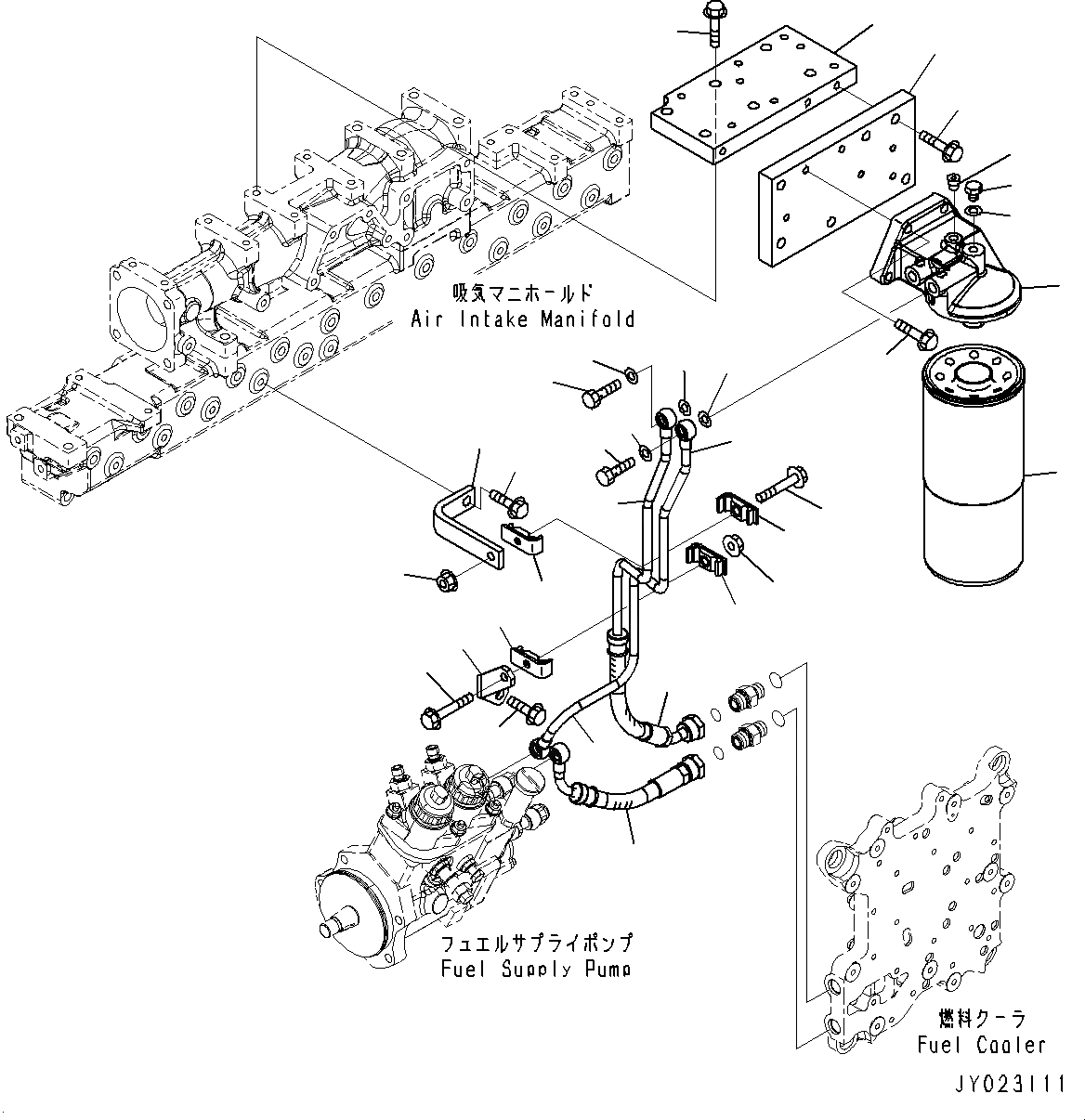 Схема запчастей Komatsu SAA6D125E-5F - ТОПЛИВН. ФИЛЬТР., (№-8) ТОПЛИВН. ФИЛЬТР., ТРУБЫ, РЕЗЬБА, -/8