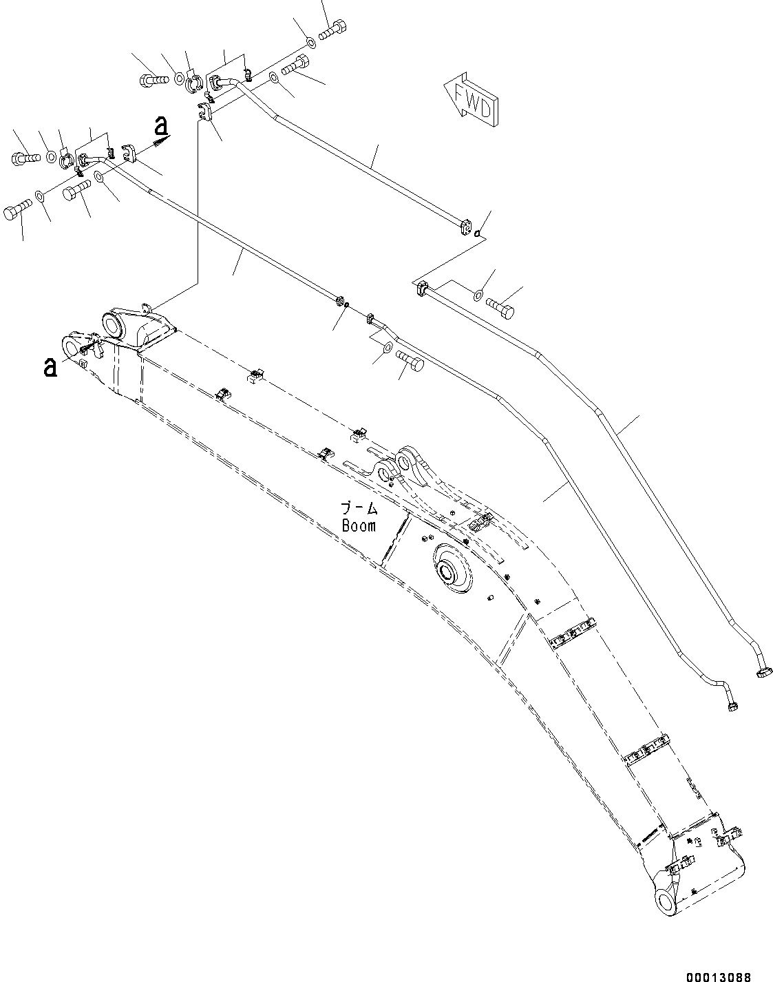 Схема запчастей Komatsu PC400-8R - СТРЕЛА, С ДОПОЛН. ГИДРОЛИНИЕЙ (№7-) СТРЕЛА, 7MM УСИЛ. ТИП, -НАВЕСН. ОБОРУД, EXTREMELY ХОЛОДН. AREA СПЕЦ-ЯIFICATION (- DEG C)