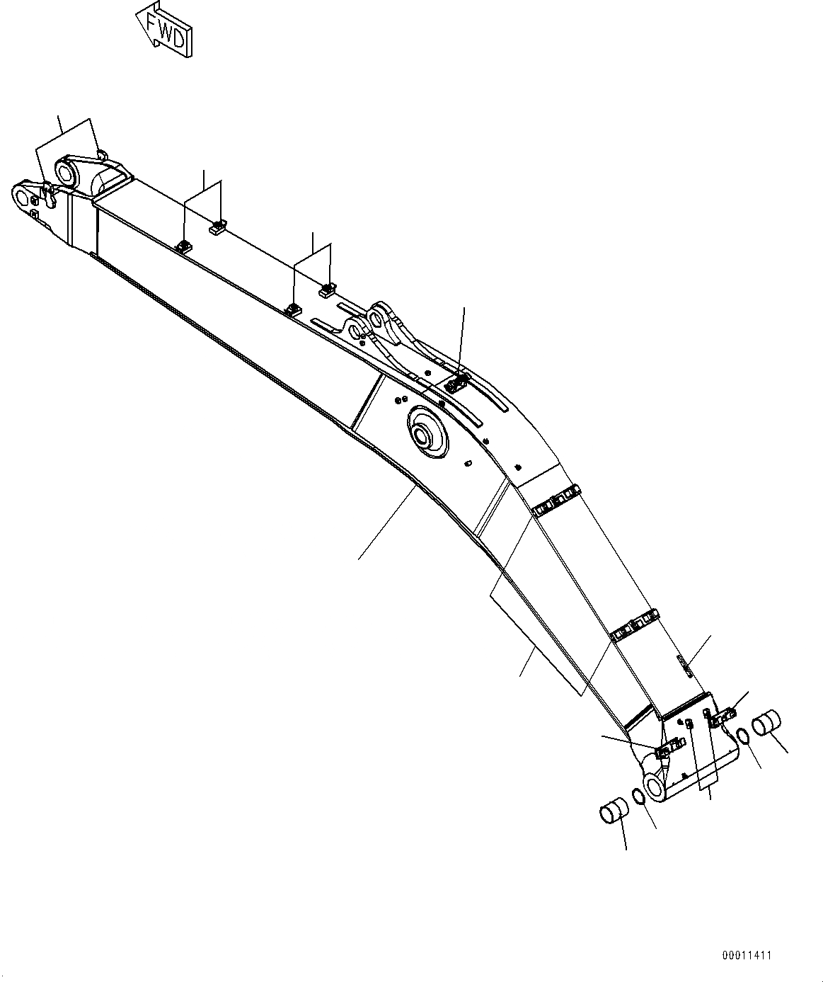 Схема запчастей Komatsu PC400LC-8R - СТРЕЛА, СТРЕЛА И ВТУЛКА (№7-) СТРЕЛА, 7MM, KUK