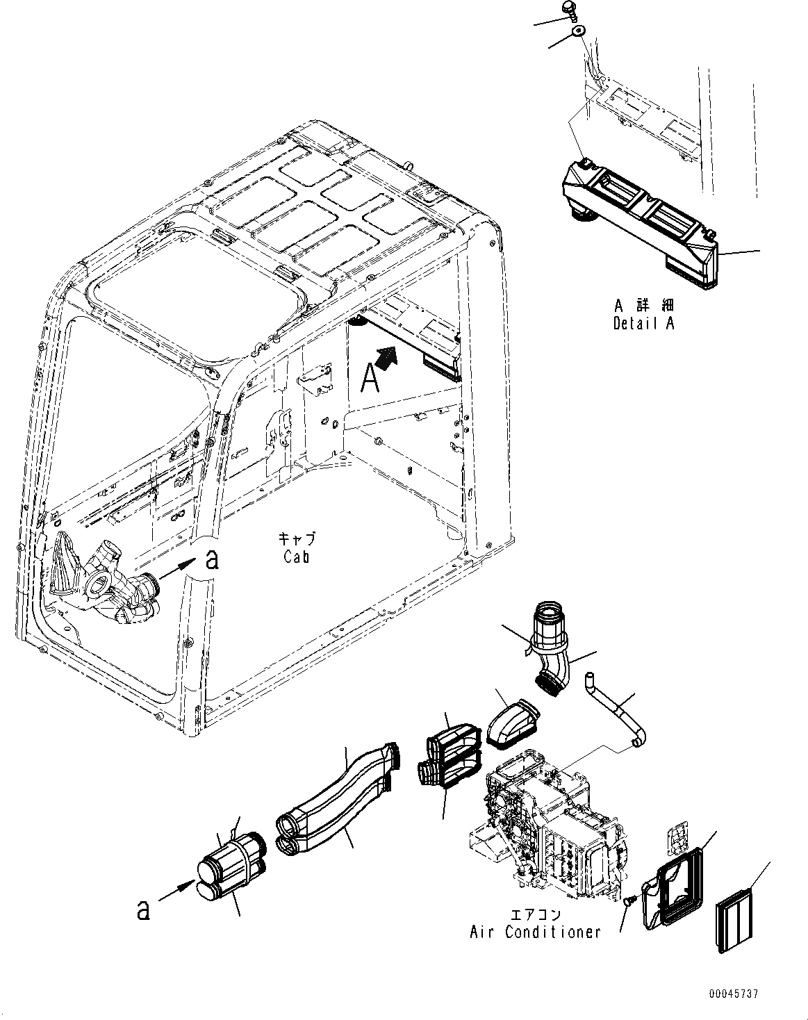 Схема запчастей Komatsu PC450-8 - КАБИНА, КАБИНА IN ЧАСТИ, ВОЗДУХОВОД (№7-) КАБИНА, КАБИНА ROPS, ПЕРЕДН. ФИКС. ОКНА, С KOMTRAX, GPRS
