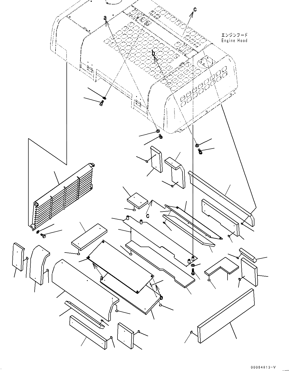 Схема запчастей Komatsu PC450-8 - КАПОТ, LOUVER (№7-) КАПОТ, С DUSTЗАЩИТА NET