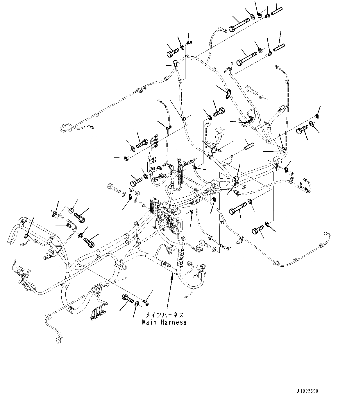 Схема запчастей Komatsu PC450-8R - ЭЛЕКТРИЧ. ПРОВОДКА, ОСНОВН. ПРОВОДКА КРЕПЛЕНИЕ (/) (№7-) ЭЛЕКТРИЧ. ПРОВОДКА