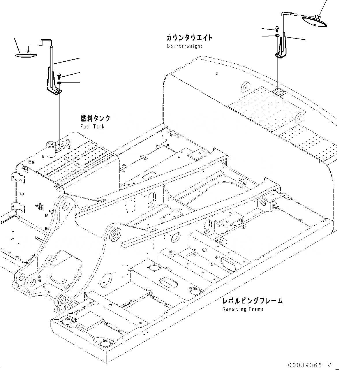 Схема запчастей Komatsu PC450-8R - ЗАДН.VIEW ЗЕРКАЛА(№7-) ЗАДН.VIEW MIRROR, С ДОПОЛН. MIRROR, КРЕПЛЕНИЕED ON ПРОТИВОВЕС
