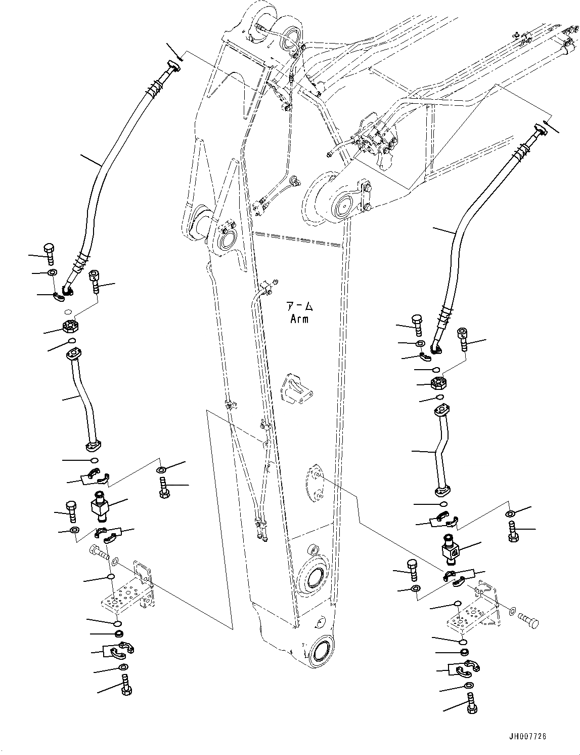 Схема запчастей Komatsu PC450LC-8 - РУКОЯТЬ, ДОПОЛН. ГИДРОЛИНИЯ (№7-) РУКОЯТЬ, 9MM, ДЛЯ ДОПОЛН. ПРОТИВОВЕС