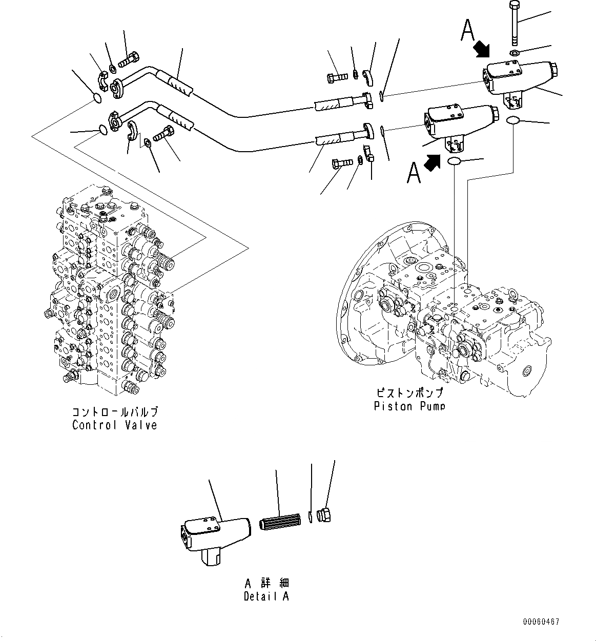 Схема запчастей Komatsu PC450LC-8R - ПОДАЮЩ. ТРУБЫ (№7-) ПОДАЮЩ. ТРУБЫ, С ПРОХОДНЫМ ФИЛЬТРОМ
