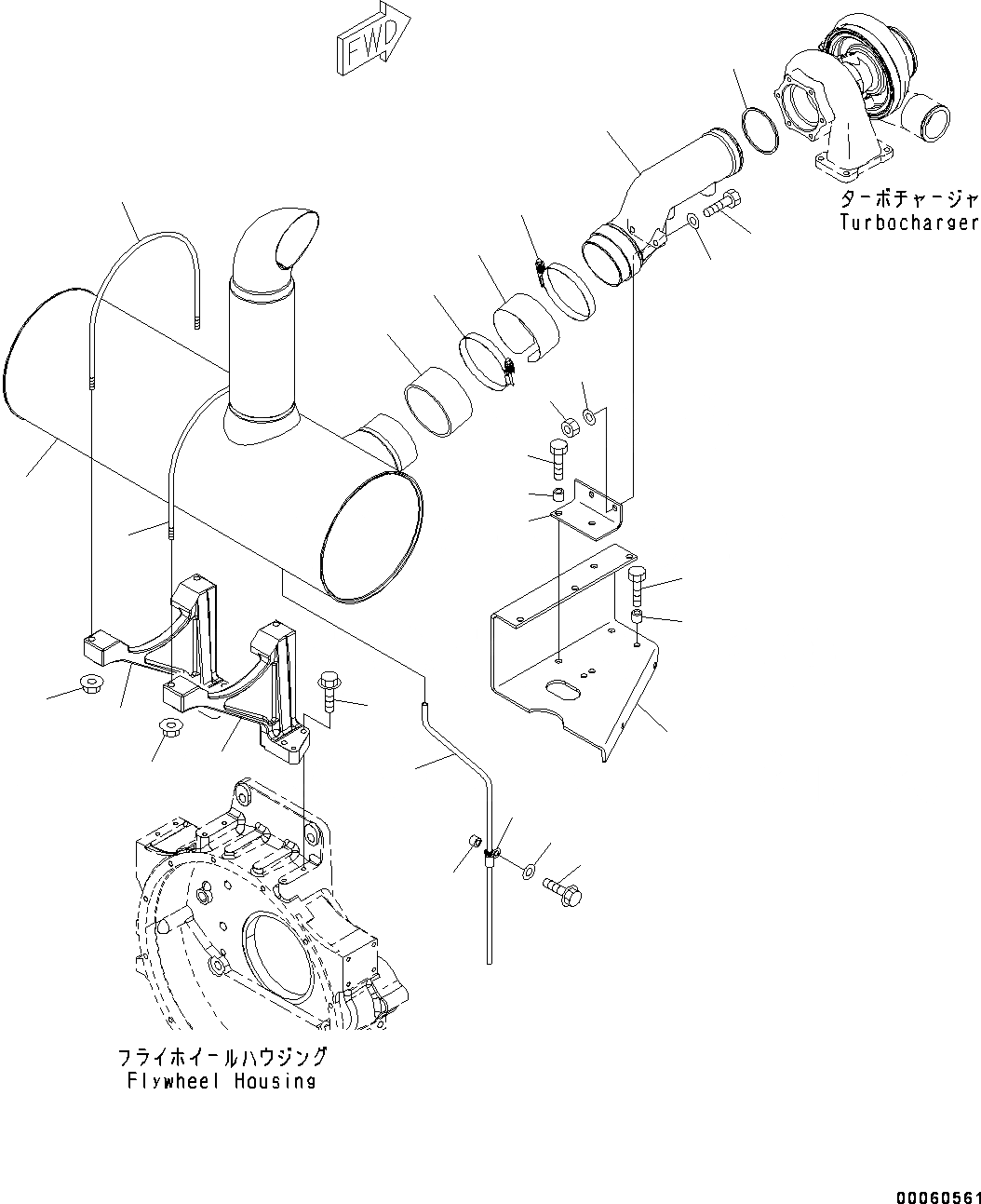 Схема запчастей Komatsu SAA6D125E-5-FR - ВЫПУСКН. ГЛУШИТЕЛЬ И МОНТАЖНЫЙ КАРКАС (№-) ВЫПУСКН. ГЛУШИТЕЛЬ И МОНТАЖНЫЙ КАРКАС