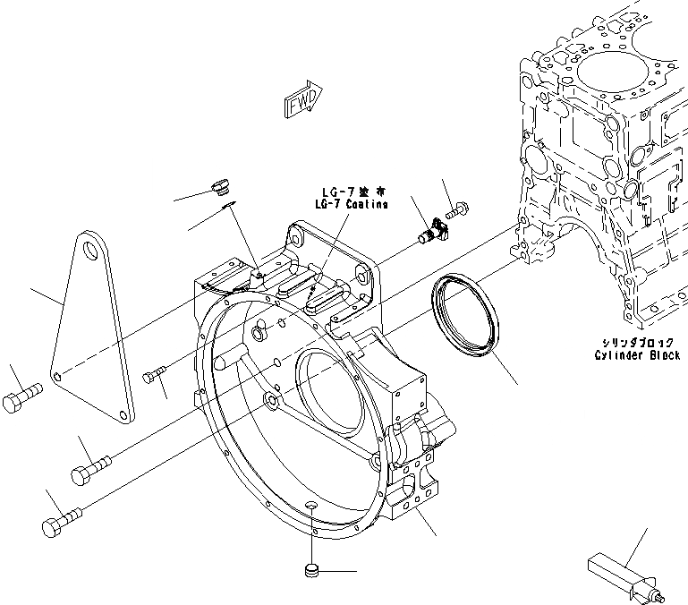 Схема запчастей Komatsu SAA6D125E-5-FR - КАРТЕР МАХОВИКА, (№-9) КАРТЕР МАХОВИКА