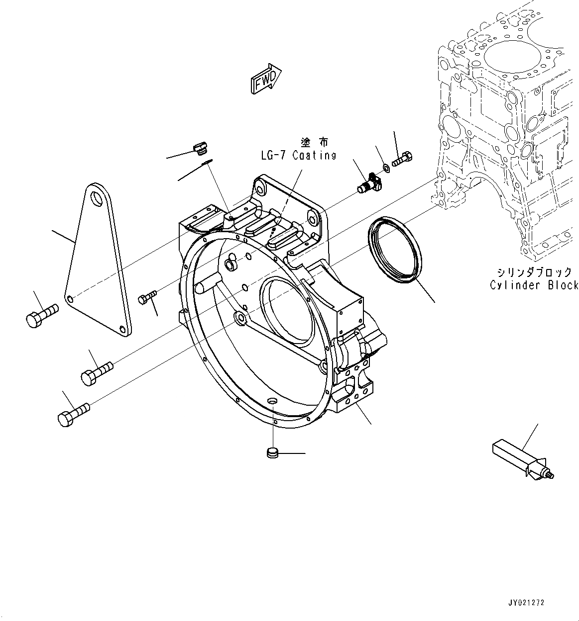 Схема запчастей Komatsu SAA6D125E-5-FR - КАРТЕР МАХОВИКА, (№9-) КАРТЕР МАХОВИКА