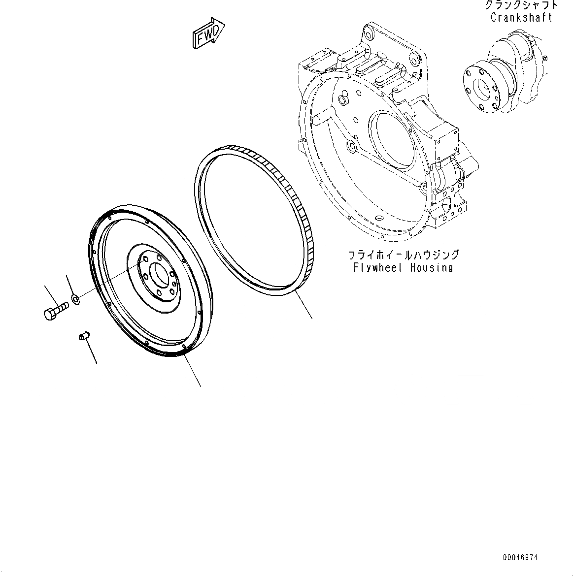 Схема запчастей Komatsu SAA6D125E-5-FR - МАХОВИК (№-) МАХОВИК