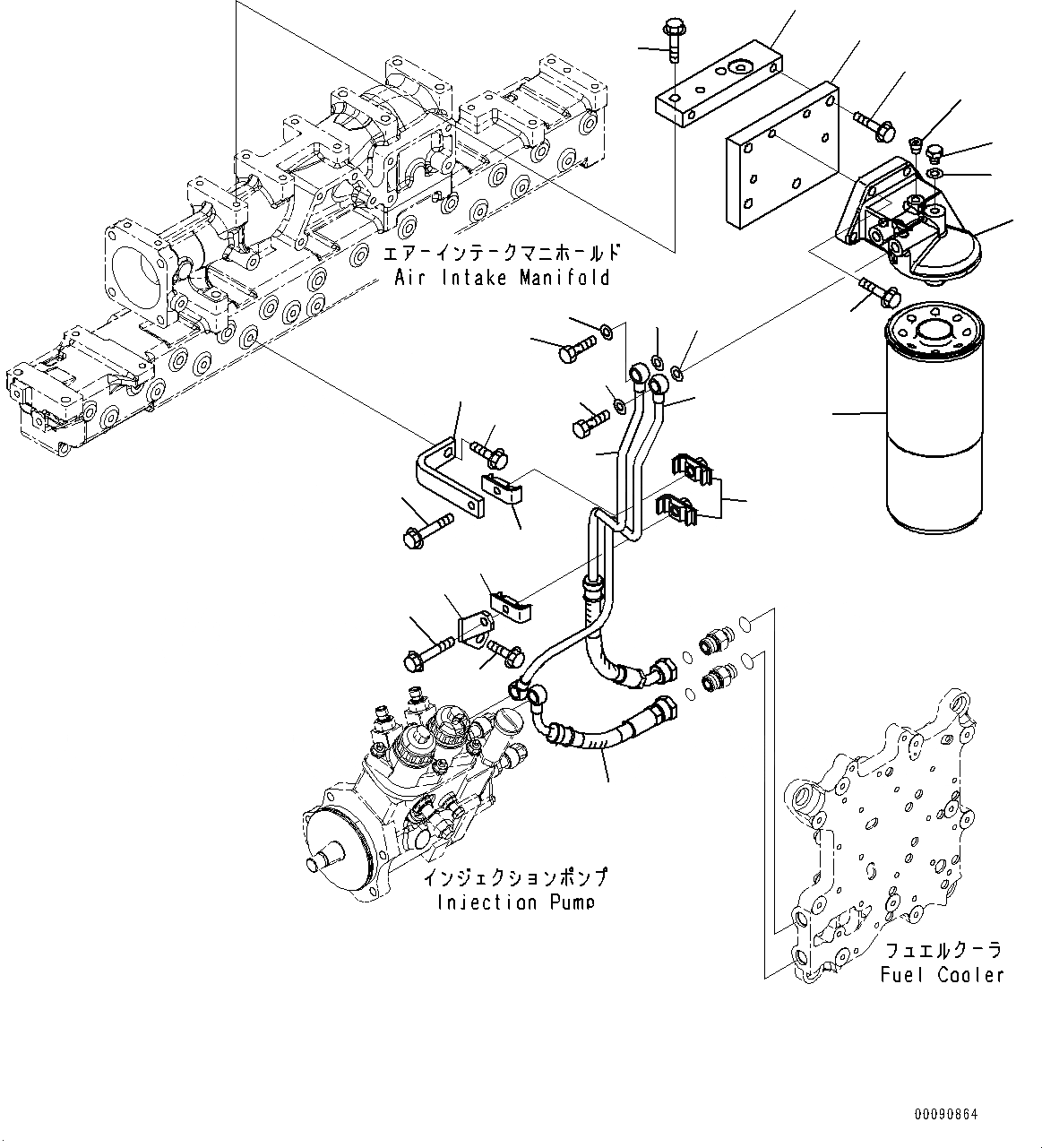 Схема запчастей Komatsu SAA6D125E-5-FR - ТРУБЫ ТОПЛ. ФИЛЬТРА, ТРУБЫ (№9-) ТРУБЫ ТОПЛ. ФИЛЬТРА