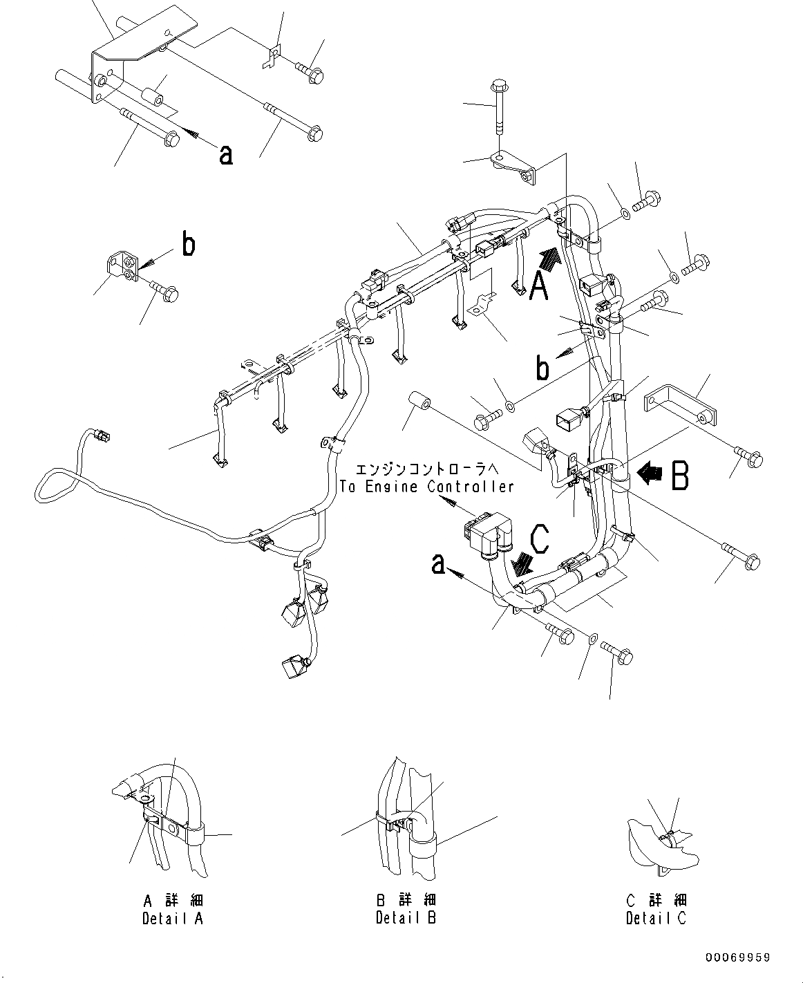 Схема запчастей Komatsu SAA6D125E-5-FR - ПРОВОДКА, ПРОВОДКА, ДВИГАТЕЛЬ (/) (№9-) ПРОВОДКА