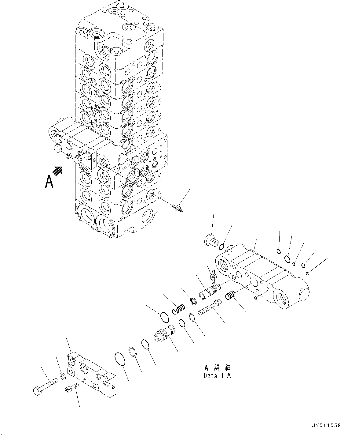 Схема запчастей Komatsu PC55MR-3 - УПРАВЛЯЮЩ. КЛАПАН, ВНУТР. ЧАСТИ (8/) (№-) УПРАВЛЯЮЩ. КЛАПАН, 8-СЕКЦИОНН.