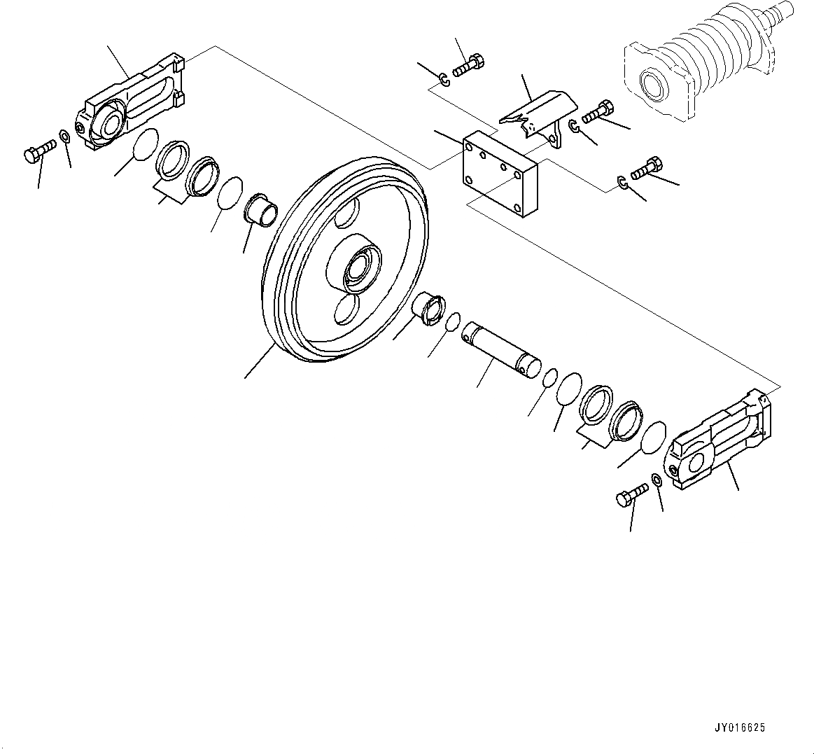 Схема запчастей Komatsu PC55MR-3 - ГУСЕНИЧНАЯ РАМА, ПЕРЕДН. ЛЕНИВЕЦ (№-) ГУСЕНИЧНАЯ РАМА, ОТВ. С ИЗМ. УГЛОМ DOZER