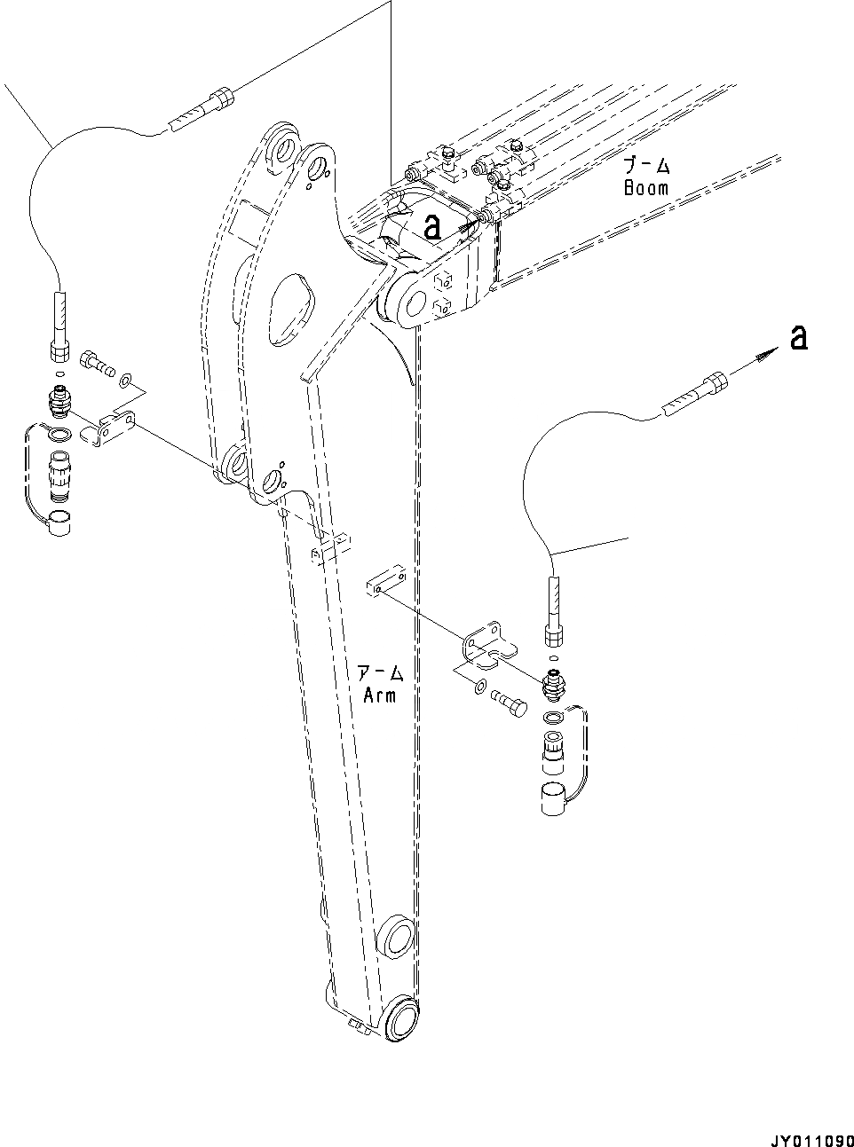 Схема запчастей Komatsu PC55MR-3 - РУКОЯТЬ, НАВЕСН. ОБОРУД ТРУБЫ (/) (№-) РУКОЯТЬ, .M, С НАВЕСНОЕ ОБОРУД-Е, ДЛЯ СЕВ. АМЕРИКИ