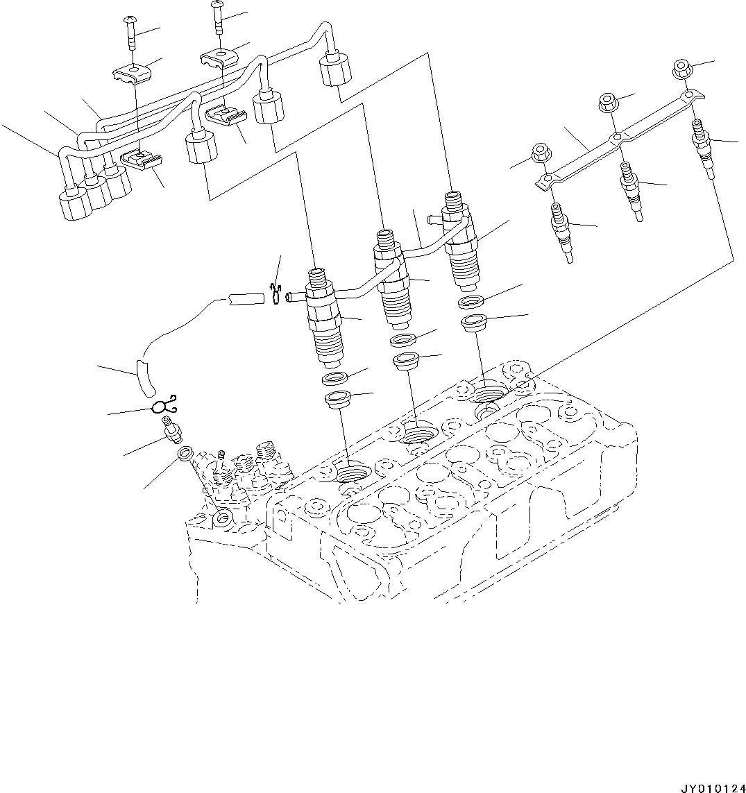 Схема запчастей Komatsu 3D67E-2A - ДВИГАТЕЛЬ, ДЕРЖАТЕЛЬ ФОРСУНКИ И СВЕЧИ (№8A7-) ДВИГАТЕЛЬ, ОДИНОЧН. ЭЛЕМЕНТ ТИП
