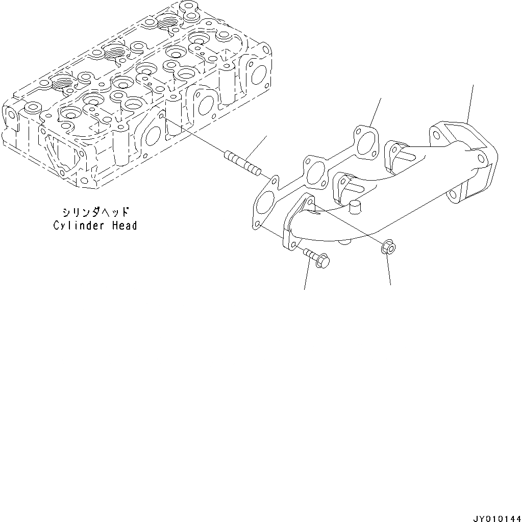 Схема запчастей Komatsu 3D67E-2A - ДВИГАТЕЛЬ, ВЫПУСКНОЙ КОЛЛЕКТОР (№8A7-) ДВИГАТЕЛЬ, ОДИНОЧН. ЭЛЕМЕНТ ТИП