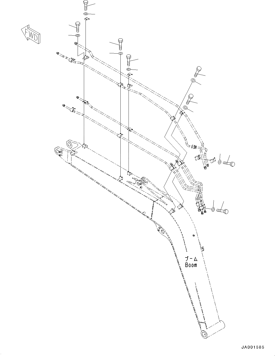 Схема запчастей Komatsu PC78US-8 - СТРЕЛА, БОЛТ (№-) СТРЕЛА, 7MM УСИЛ.ENED СТРЕЛА, -НАВЕСН. ОБОРУД