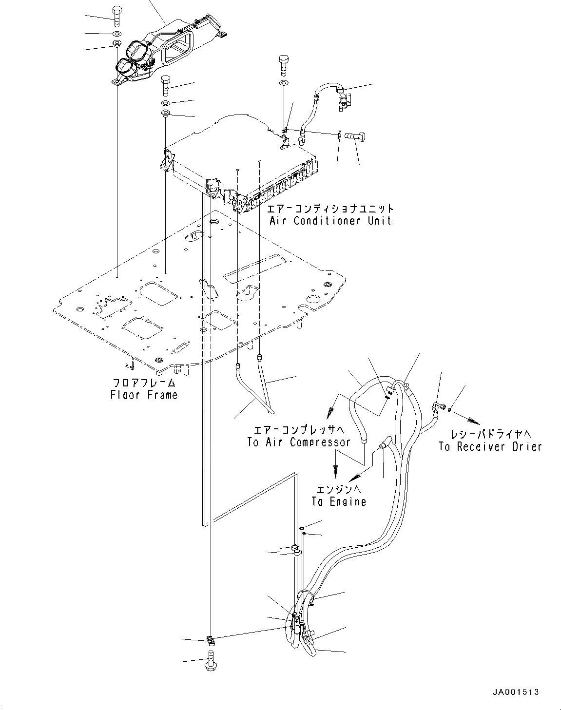 Схема запчастей Komatsu PC78US-8 - ОСНОВН. КОНСТРУКЦИЯ, ТРУБКИ КОНДИЦИОНЕРА (№-) ОСНОВН. КОНСТРУКЦИЯ, ДЛЯ MACHINE БЕЗ ОТВАЛ, С ВОЗД. ПОДВЕСКОЙ СИДЕНЬЕ ОПЕРАТОРА, С AM-FM РАДИО ДЛЯ NORTH, CENTRAL И SOUTH AMERI