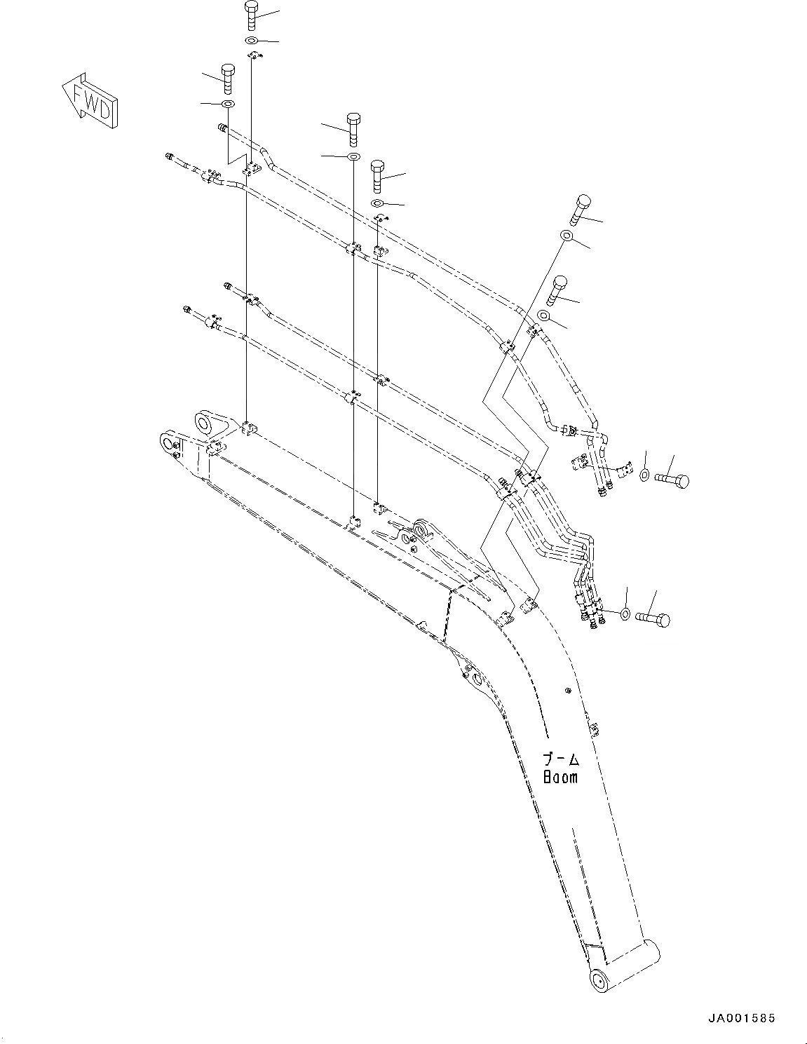 Схема запчастей Komatsu PC78US-8 - СТРЕЛА, БОЛТ (№-) СТРЕЛА, 7MM УСИЛ.ENED СТРЕЛА, -НАВЕСН. ОБОРУД