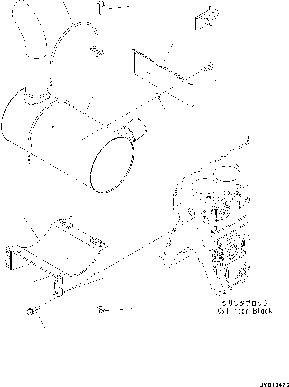 Схема запчастей Komatsu SAA4D95LE-5G - ВЫПУСКН. ГЛУШИТЕЛЬ (№7-) ВЫПУСКН. ГЛУШИТЕЛЬ