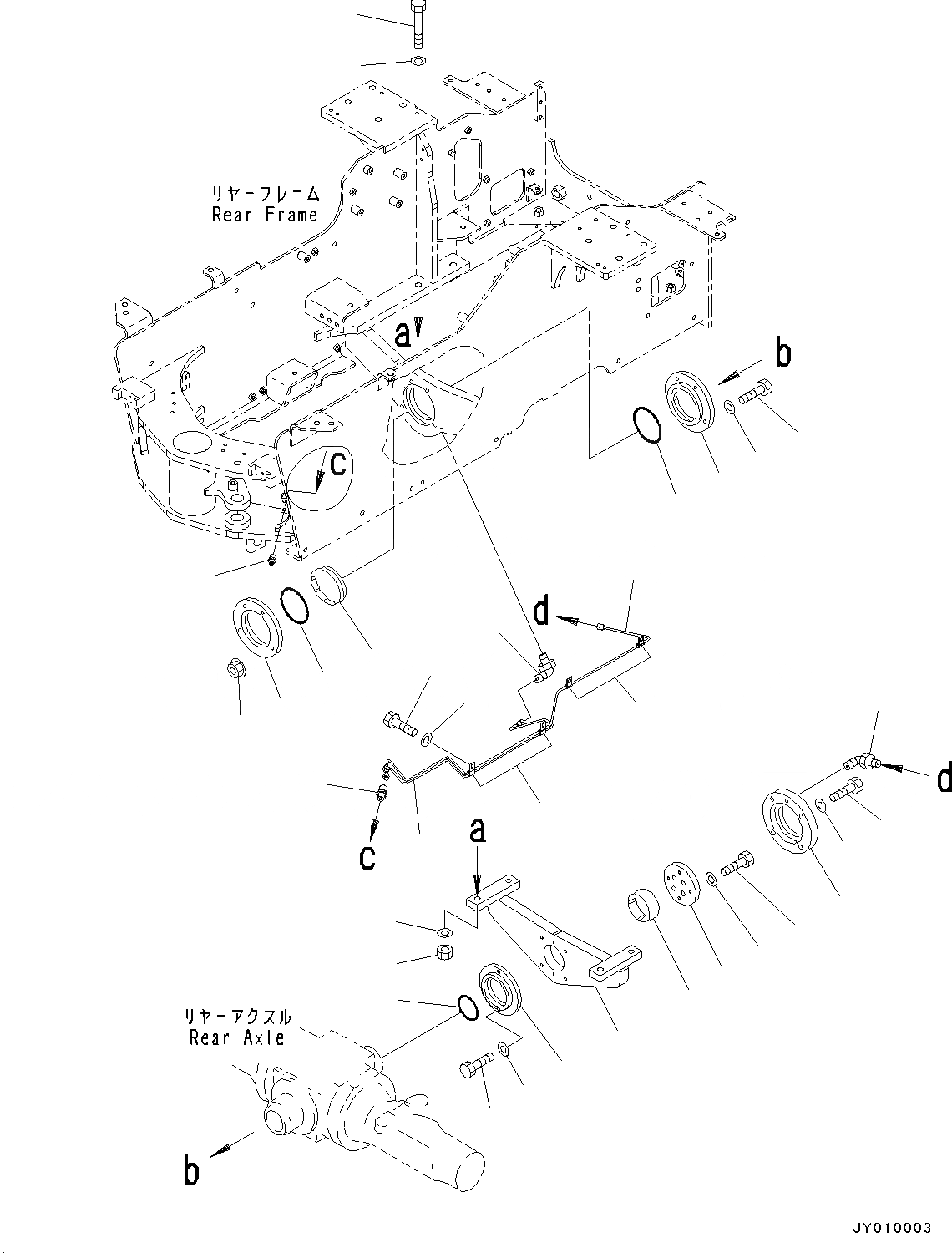 Схема запчастей Komatsu WA50-6 - СУППОРТ ЗАДНЕГО МОСТА(№-) ЗАДН. МОСТ СУППОРТ