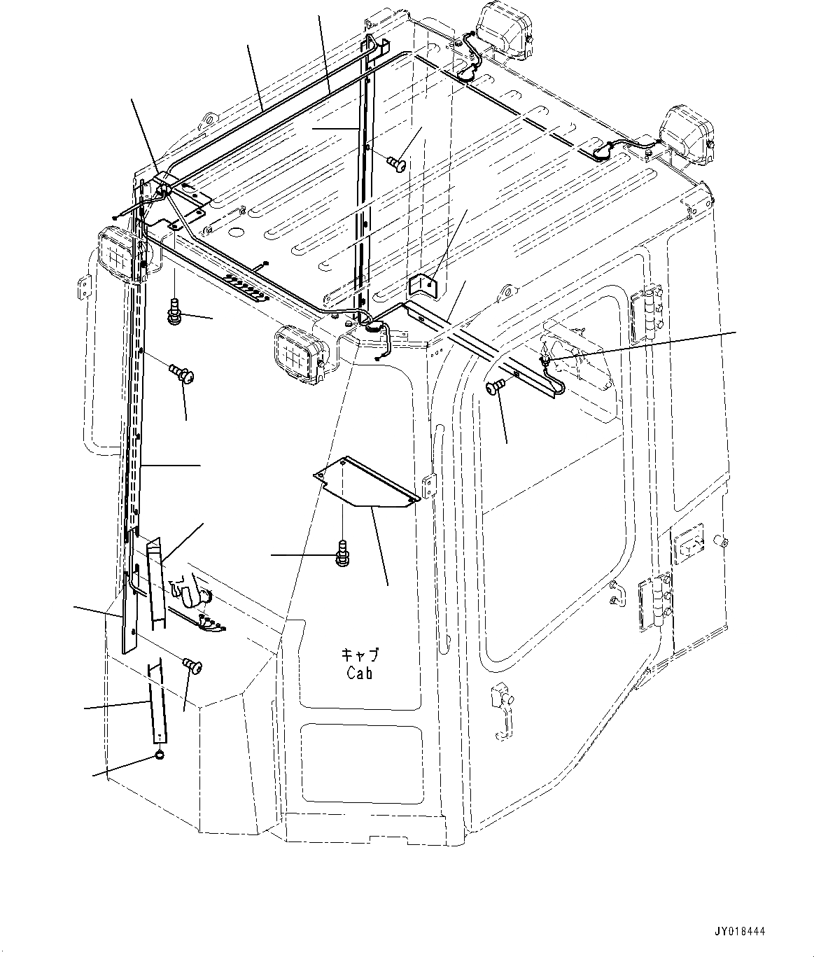 Схема запчастей Komatsu WA50-6 - КАБИНА, ПРОВОДКА (№-) КАБИНА, ДЛЯ США, ДЛЯ КАБИНА ROPS