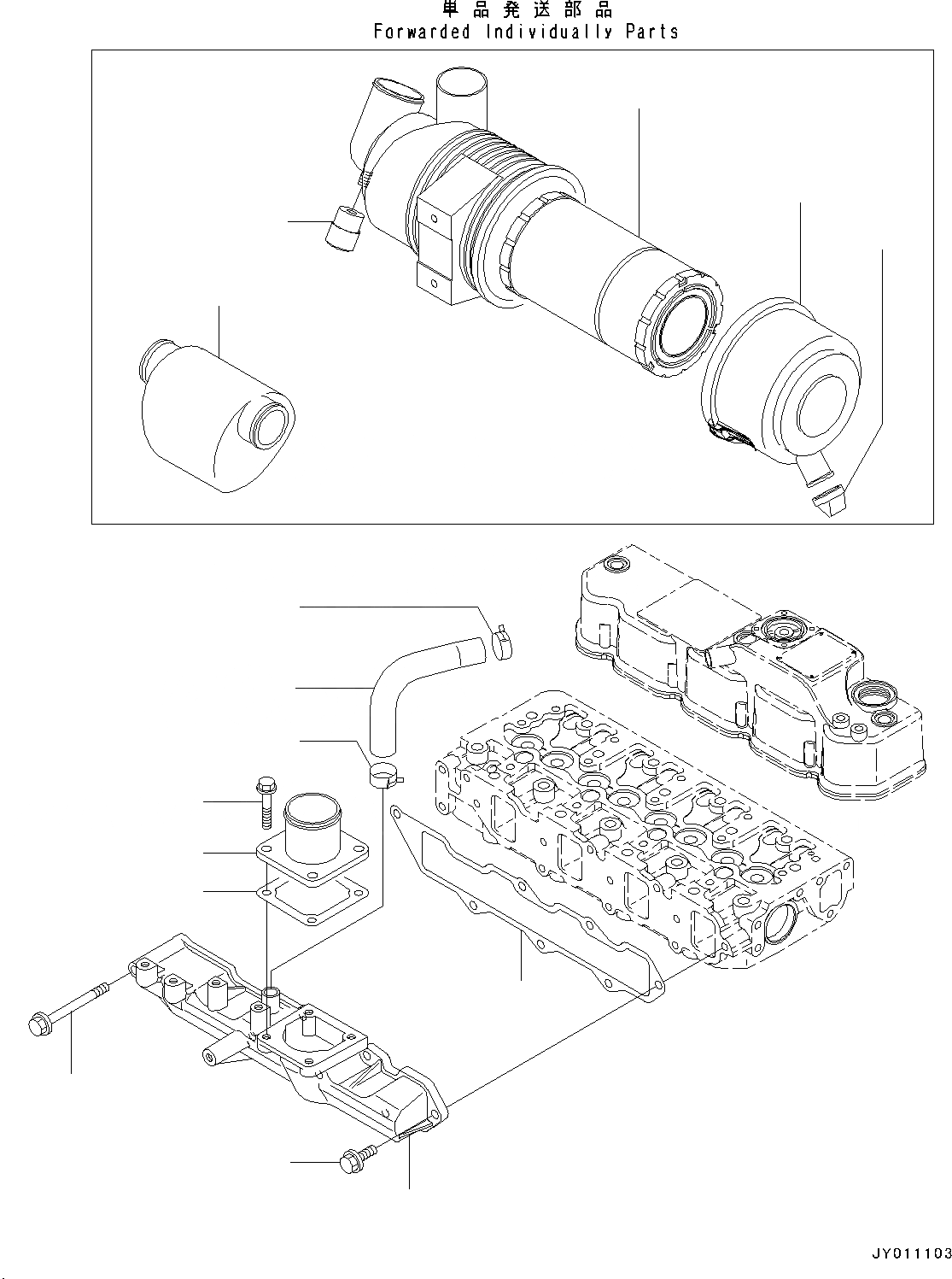 Схема запчастей Komatsu 4D88-6 - ДВИГАТЕЛЬ, ВСАСЫВАЮЩ. ПАТРУБОК И ВОЗДУХООЧИСТИТЕЛЬ (№-) ДВИГАТЕЛЬ