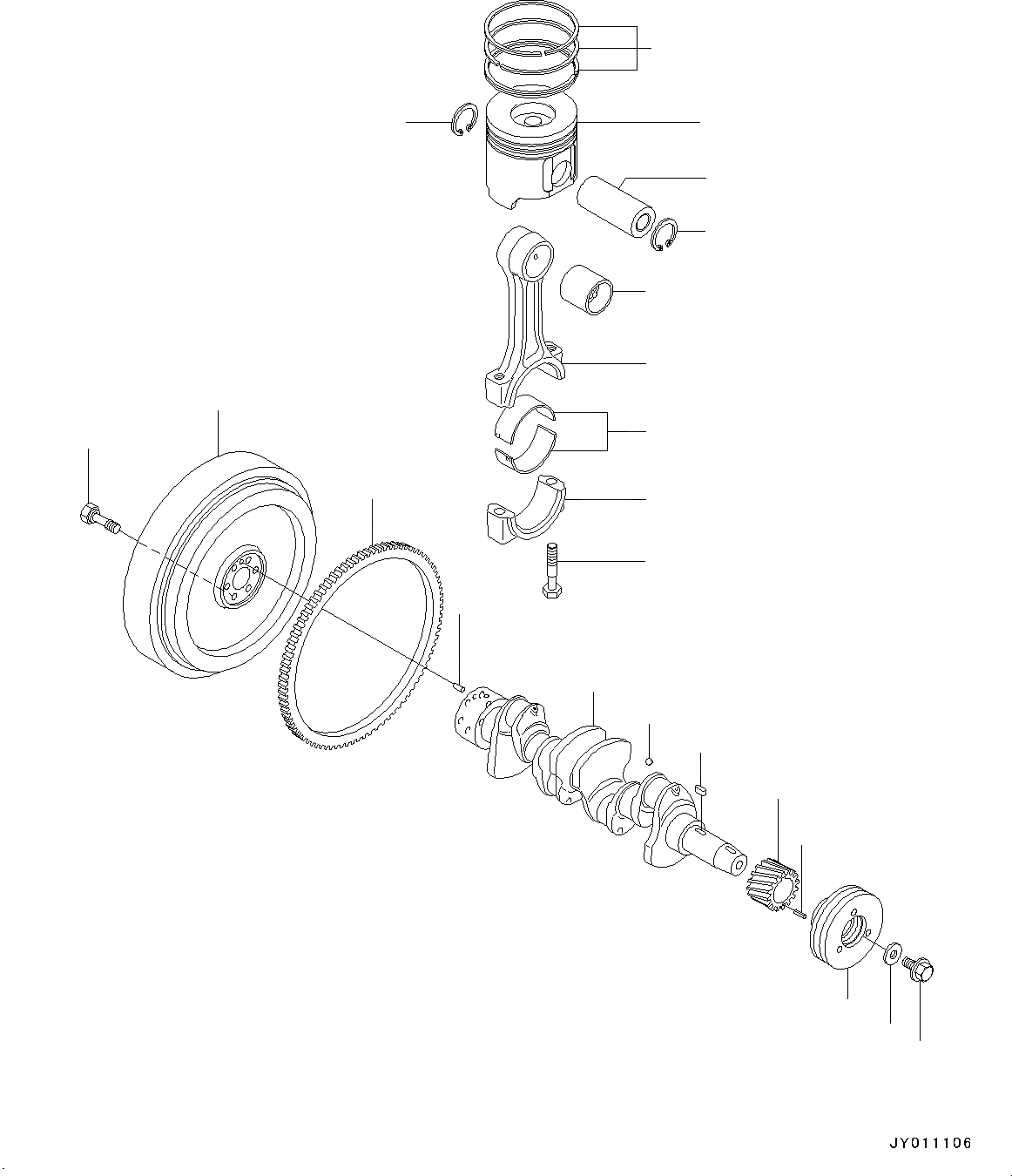 Схема запчастей Komatsu 4D88-6 - ДВИГАТЕЛЬ, КОЛЕНВАЛ И ПОРШЕНЬ (№-) ДВИГАТЕЛЬ