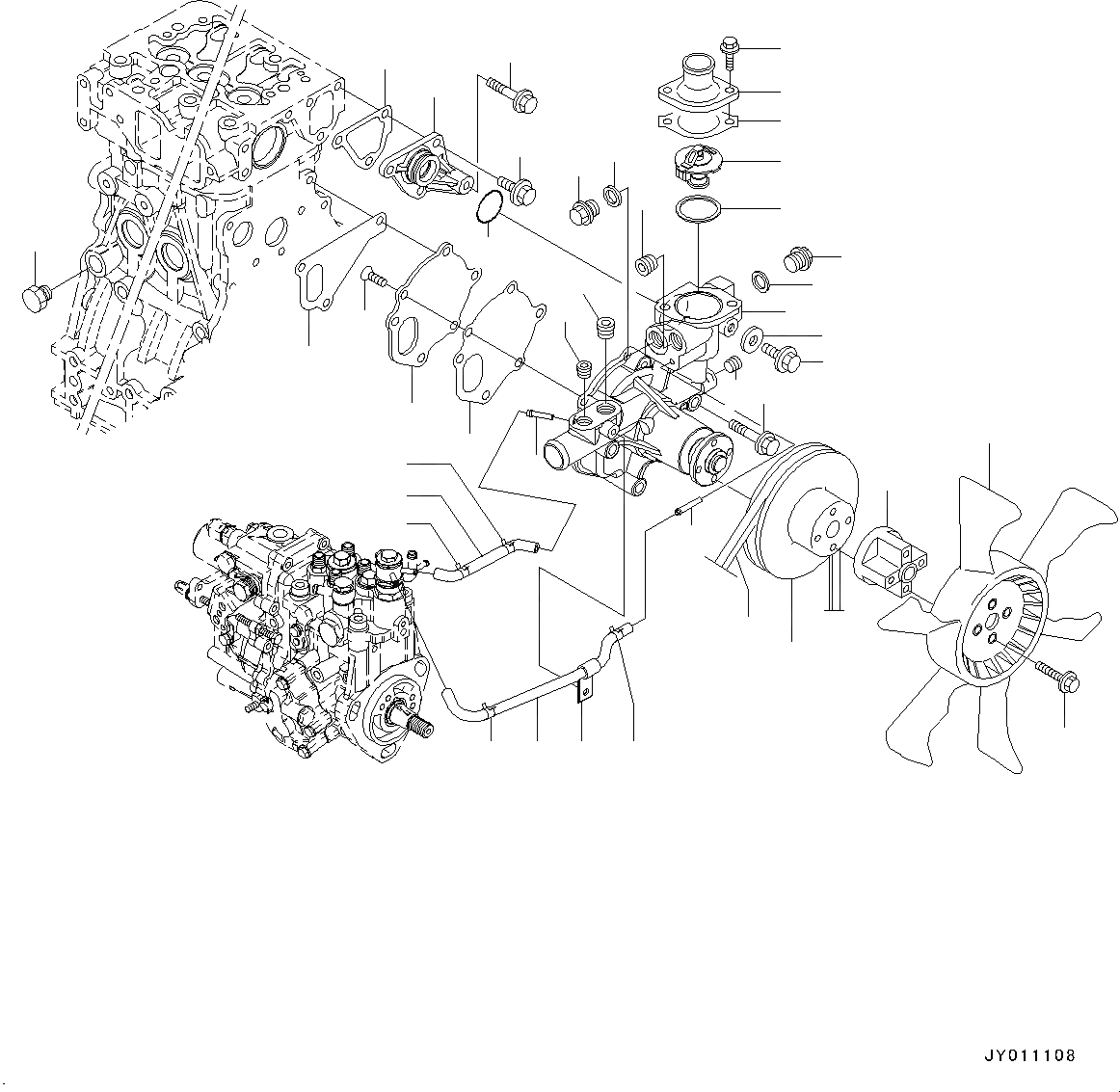 Схема запчастей Komatsu 4D88-6 - ДВИГАТЕЛЬ, ВОДЯНАЯ ПОМПА (№-) ДВИГАТЕЛЬ