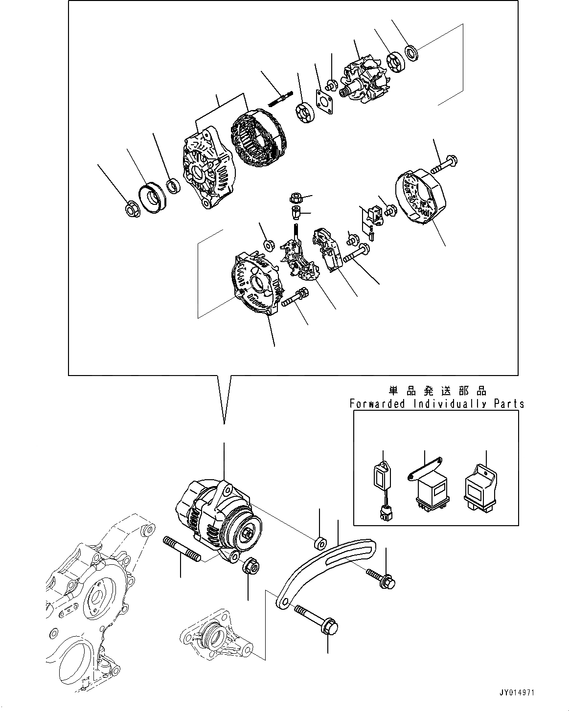 Схема запчастей Komatsu 4D88-6 - ДВИГАТЕЛЬ, ГЕНЕРАТОР (№9899-) ДВИГАТЕЛЬ