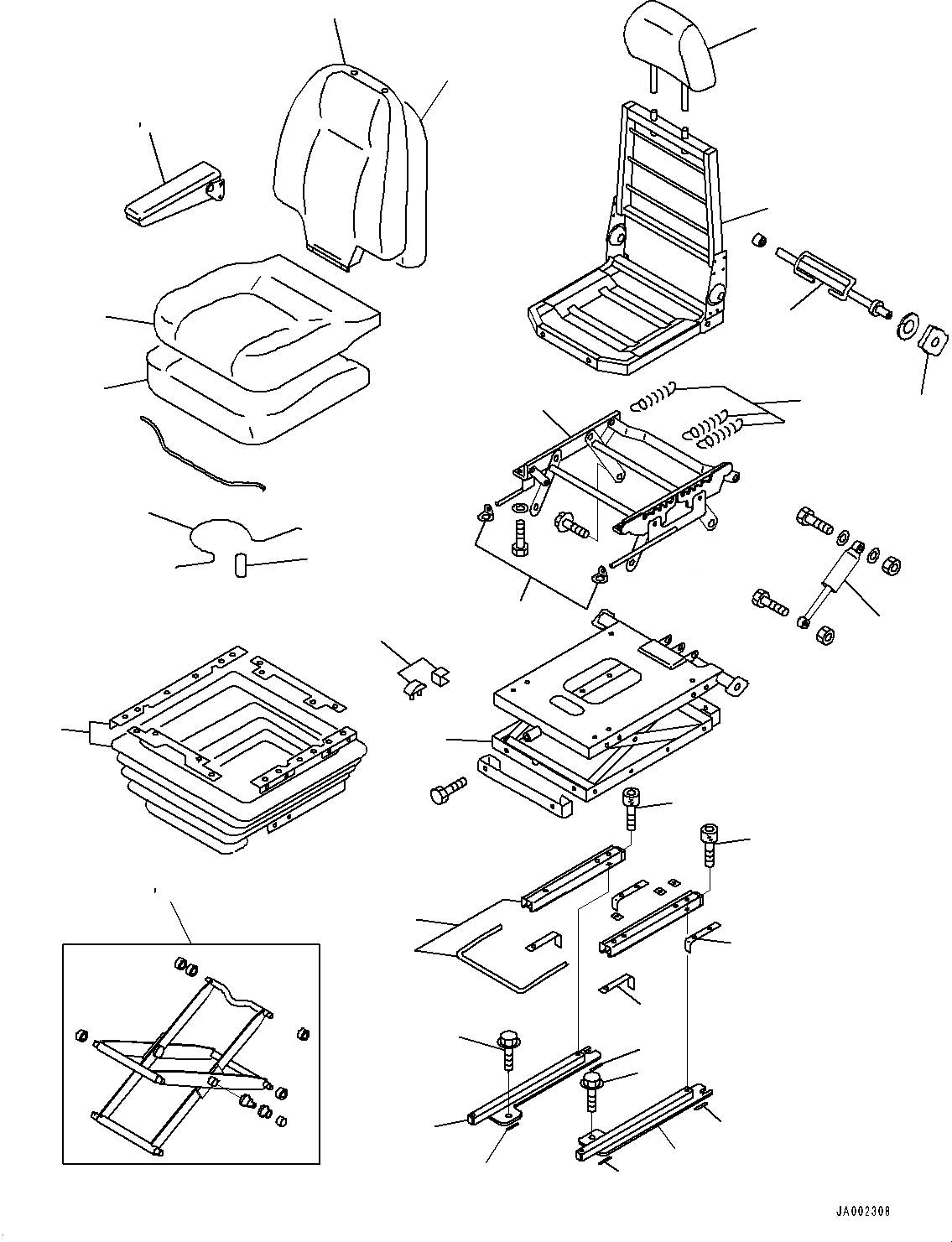 Схема запчастей Komatsu WA200-6 - СИДЕНЬЕ ОПЕРАТОРА (№7-) СИДЕНЬЕ ОПЕРАТОРА, С ВОЗД. ПОДВЕСКОЙ, ТКАНЬ, ДВОЙН. SPRING ТИП, KAB
