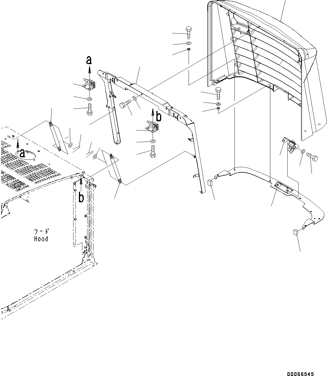 Схема запчастей Komatsu WA200-6 - КАПОТ, РЕШЕТКА (№7-7) КАПОТ, С СИГНАЛ. ЗАДНЕГО ХОДА, УДЛИНН. ВПУСК ВОЗДУХА, КРЫШКА ТИП, ЗАДН. ПОЛН. КРЫЛО