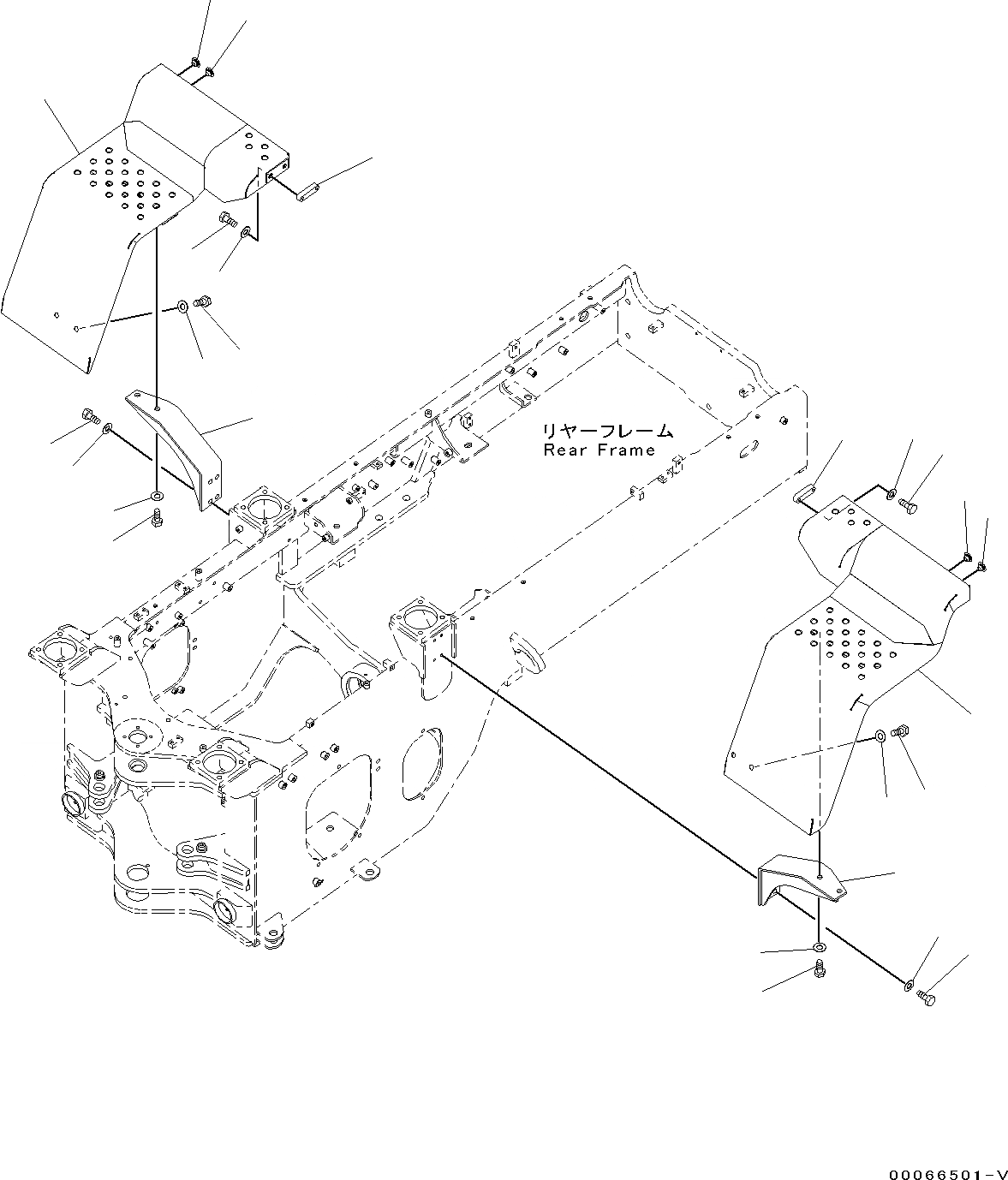 Схема запчастей Komatsu WA200-6 - ЗАДН. КРЫЛО, КРЫЛО И СУППОРТ (№7-) ЗАДН. КРЫЛО, С ЗАДН. ПОЛН. КРЫЛО