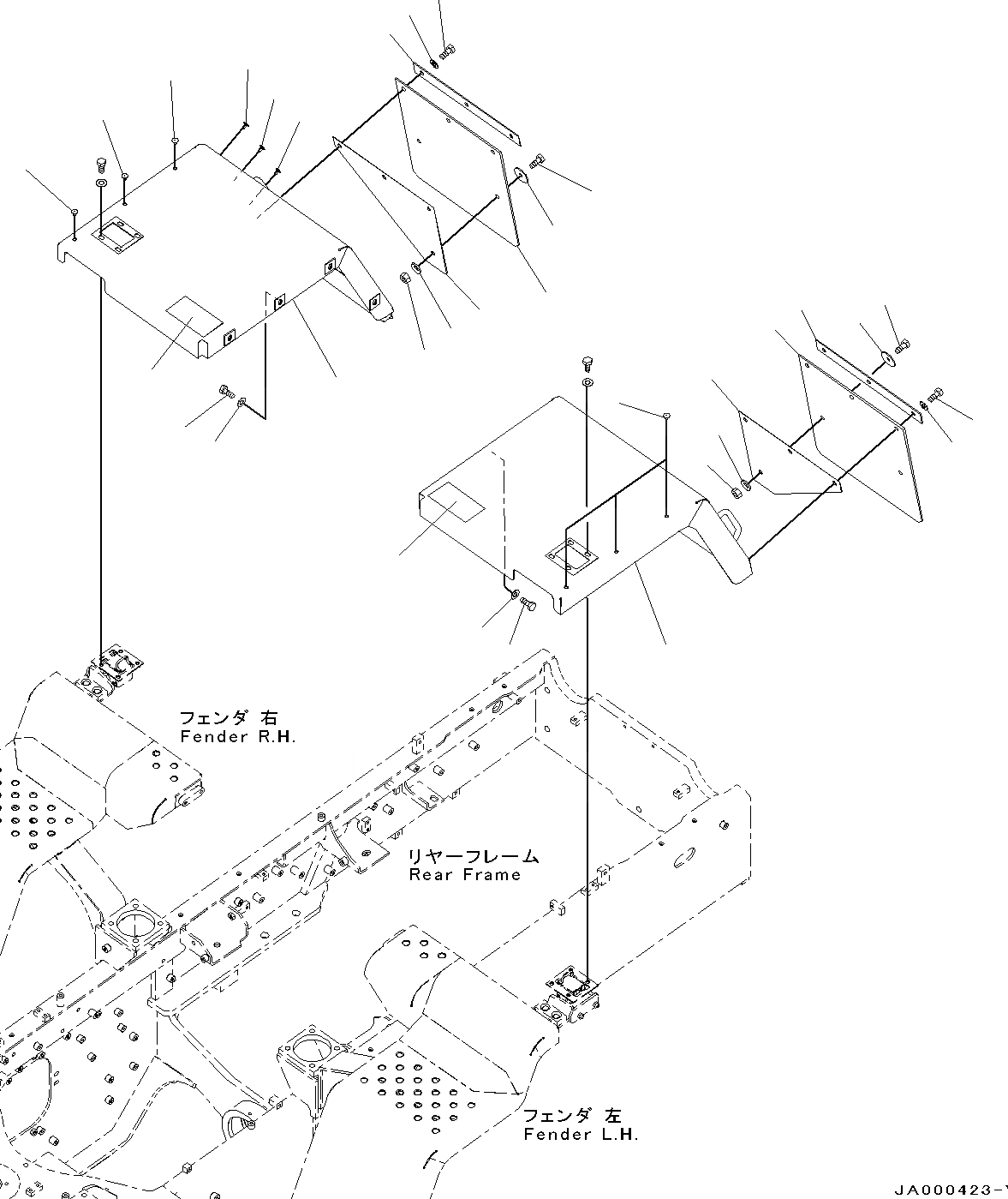 Схема запчастей Komatsu WA200-6 - ЗАДН. КРЫЛО, КРЫЛО И ЩИТКИ (№7-) ЗАДН. КРЫЛО, С ДОПОЛН. ТОПЛИВН. ФИЛЬТР.