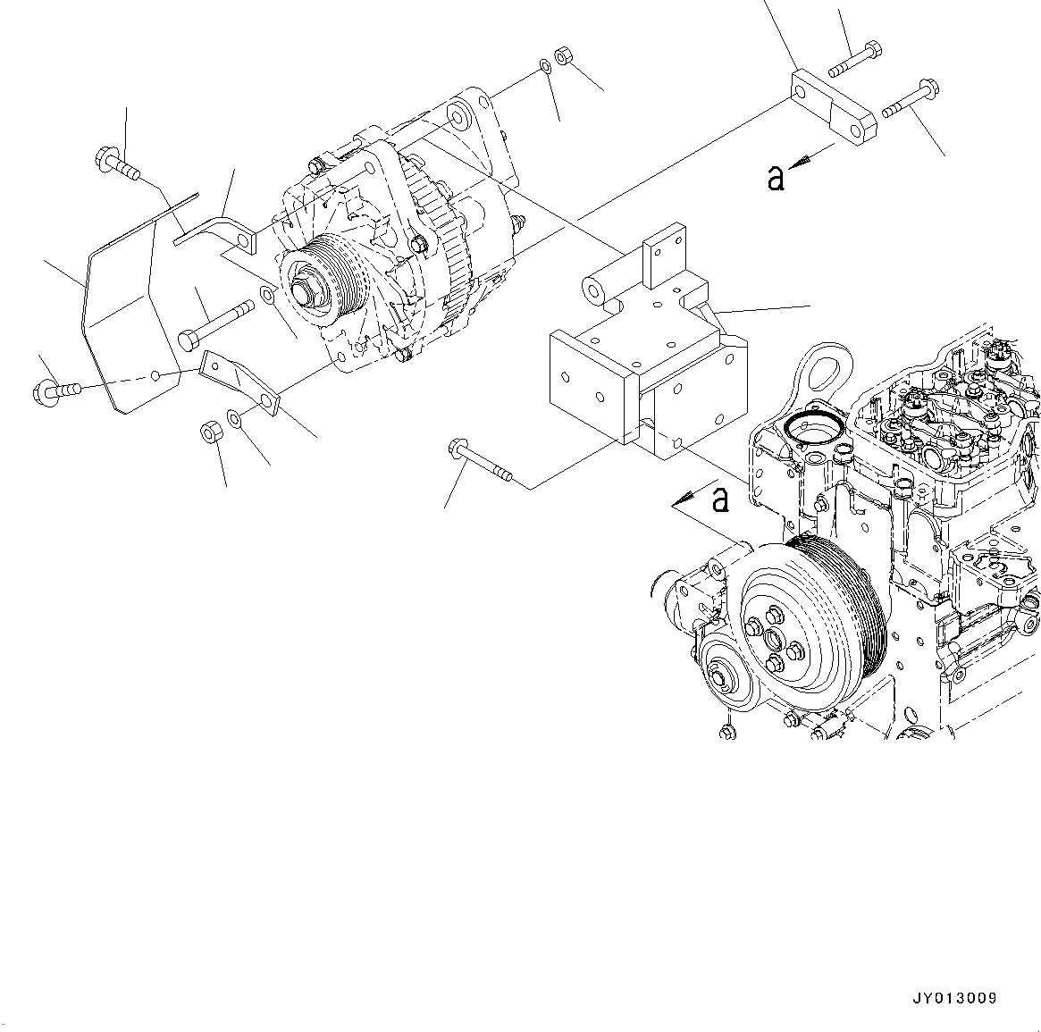 Схема запчастей Komatsu SAA4D107E-1B - ГЕНЕРАТОР, КРЕПЛЕНИЕ (№98-) ГЕНЕРАТОР, 9AMP