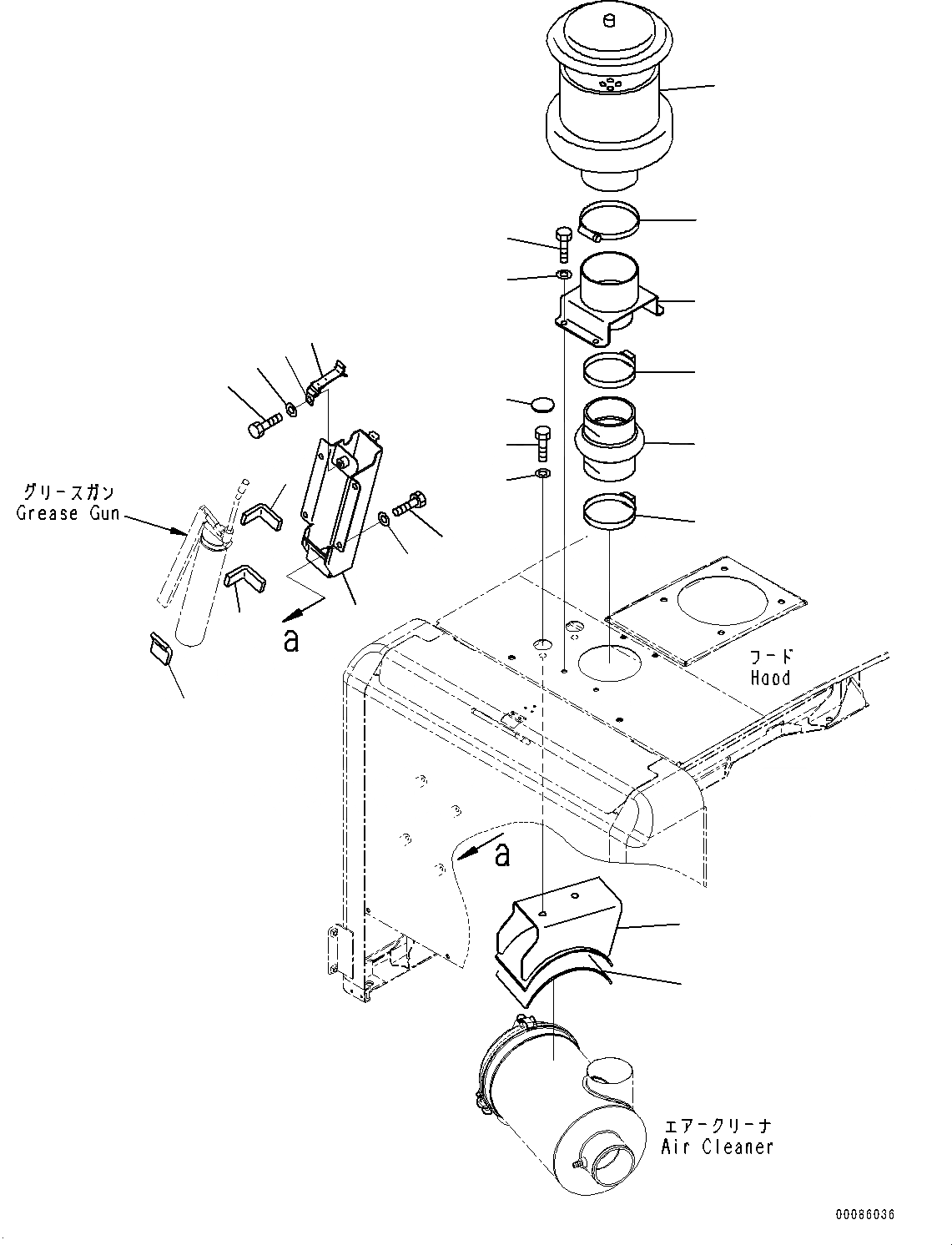 Схема запчастей Komatsu WA200-6 - КАПОТ, ПРЕФИЛЬТР И СМАЗ. GUN КОРПУС (№7-) КАПОТ, С ПРЕФИЛЬТР TURBO , PROVISION ДЛЯ ПОЛН. КРЫЛО