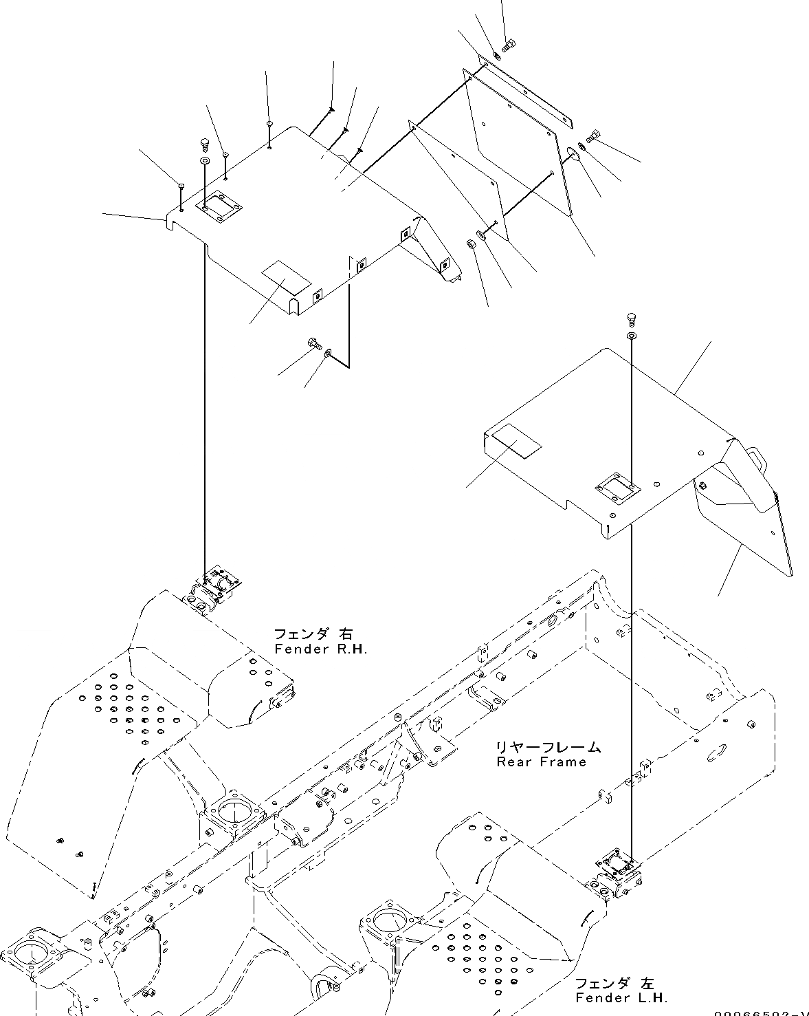 Схема запчастей Komatsu WA200-6 - ЗАДН. КРЫЛО, КРЫЛО И ЩИТКИ (№7-) ЗАДН. КРЫЛО, С ЗАДН. ПОЛН. КРЫЛО