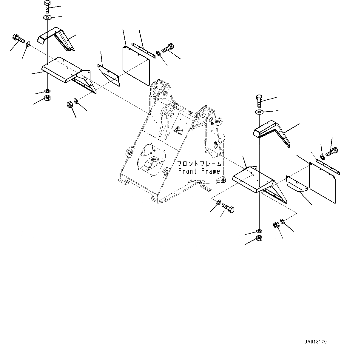 Схема запчастей Komatsu WA200-6 - ПЕРЕДН. КРЫЛО, (№78-) ПЕРЕДН. КРЫЛО, С ШИР. КРЫЛО