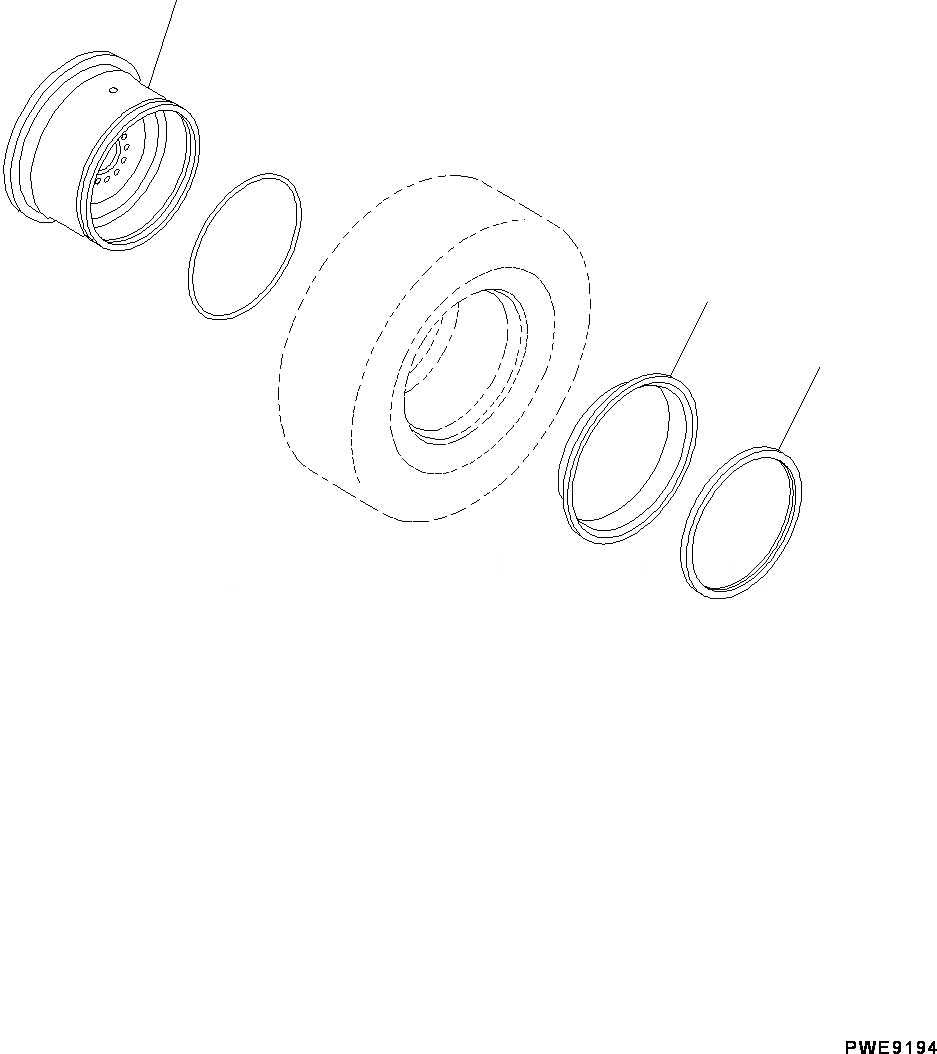 Схема запчастей Komatsu WA200-6 - ОБОД КОЛЕСА (№7-) ОБОД КОЛЕСА, С БЕСКАМЕРНЫЕ ШИНЫ, ДЛЯ 7.--PR-L