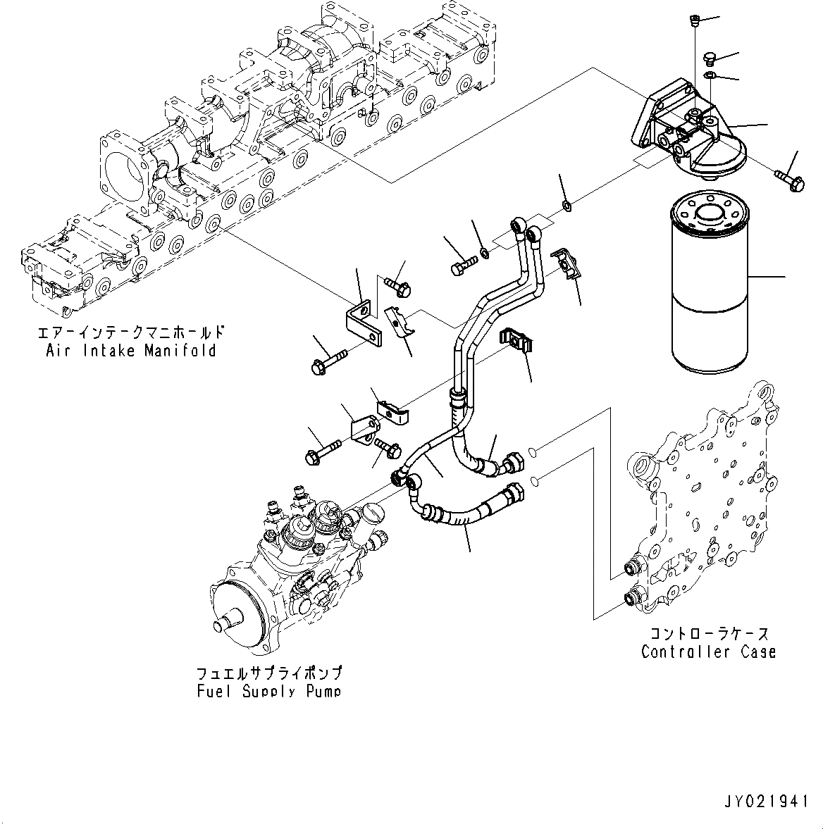 Схема запчастей Komatsu SAA6D125E-5J - ТОПЛИВН. ФИЛЬТР., ТРУБЫ (№98-) ТОПЛИВН. ФИЛЬТР.