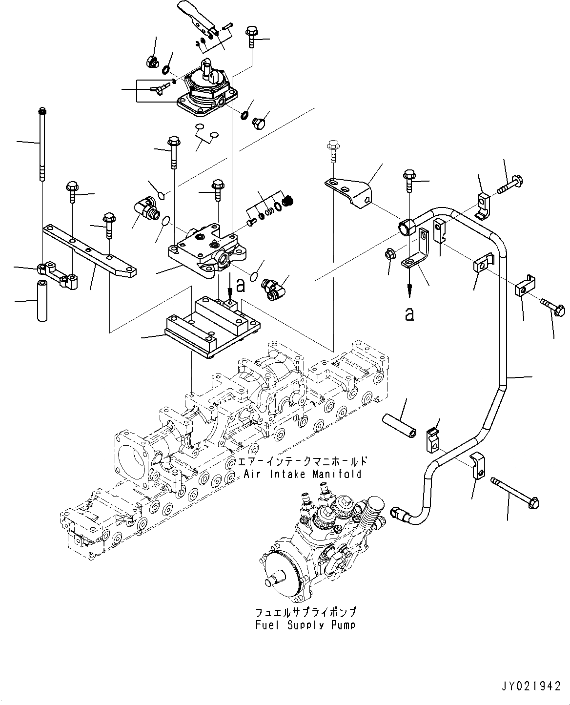 Схема запчастей Komatsu SAA6D125E-5J - ТОПЛИВН. ФИЛЬТР., PОБОД КОЛЕСАING НАСОС ТРУБЫ (№9-98) ТОПЛИВН. ФИЛЬТР.