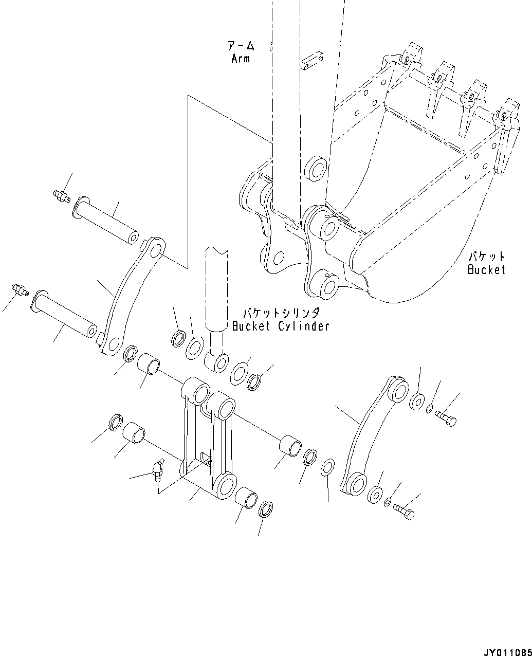 Схема запчастей Komatsu PC55MR-3 - РУКОЯТЬ, СОЕДИНЕНИЕ КОВША (№-) РУКОЯТЬ, .M, УДЛИНН. РУКОЯТЬ, С НАВЕСНОЕ ОБОРУД-Е, ДЛЯ СТРАН ЕС