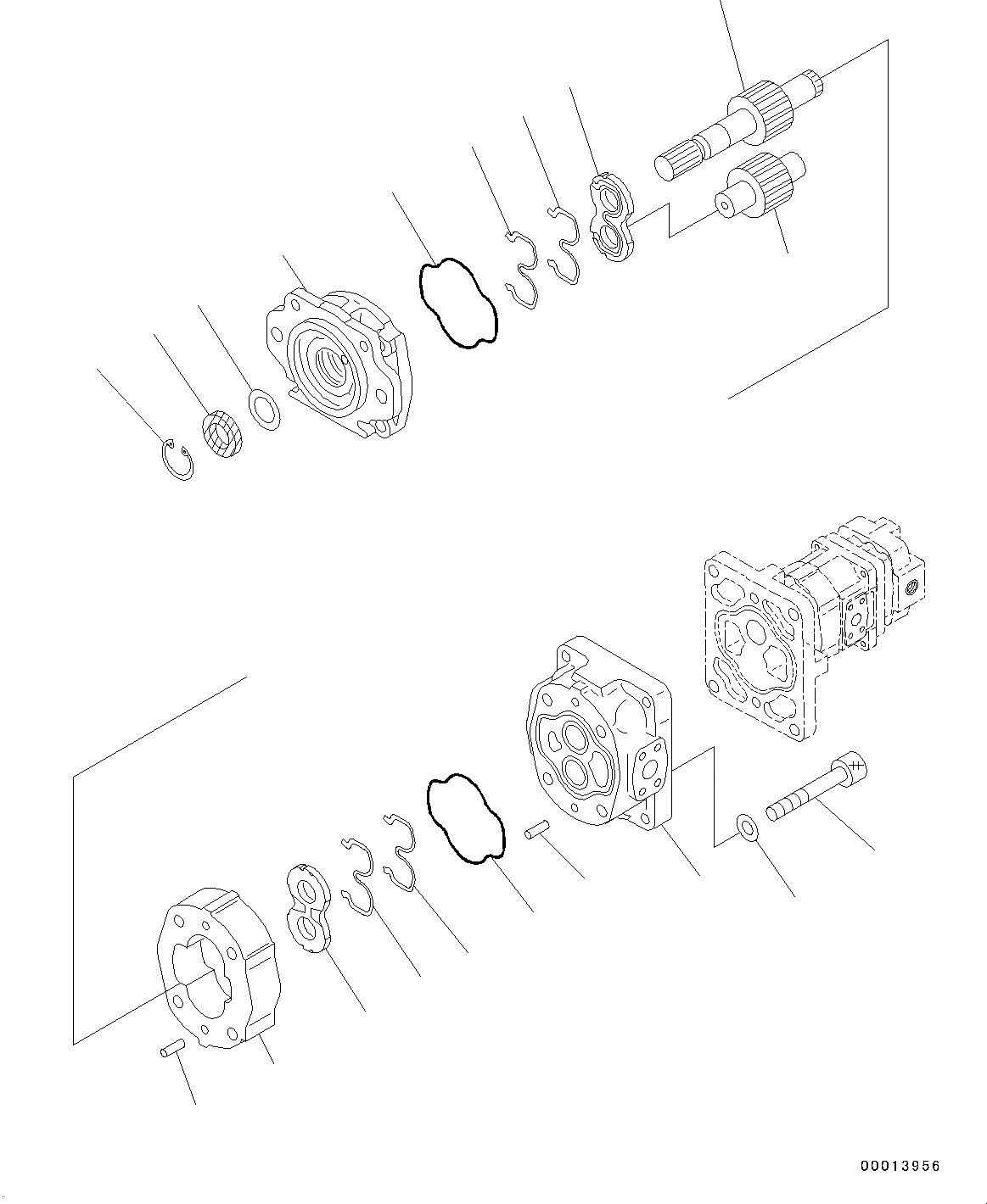 Схема запчастей Komatsu WA150-6 - ГИДРАВЛ МАСЛ. НАСОС, ВНУТР. ЧАСТИ, ПРИВОД НАСОС (/) (№8-) ГИДРАВЛ МАСЛ. НАСОС