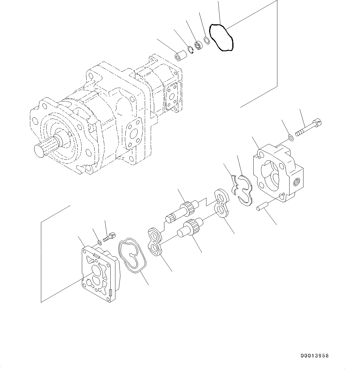 Схема запчастей Komatsu WA150-6 - ПЕРЕДАЧА, ВНУТР. ЧАСТИ, HST МОТОР (/) (№8-) ПЕРЕДАЧА, БЕЗ КРЫШКА МАСЛОНАЛИВНОГО ПАТРУБКА БЛОКИРОВКА И КРЫШКИБЛОКИР.