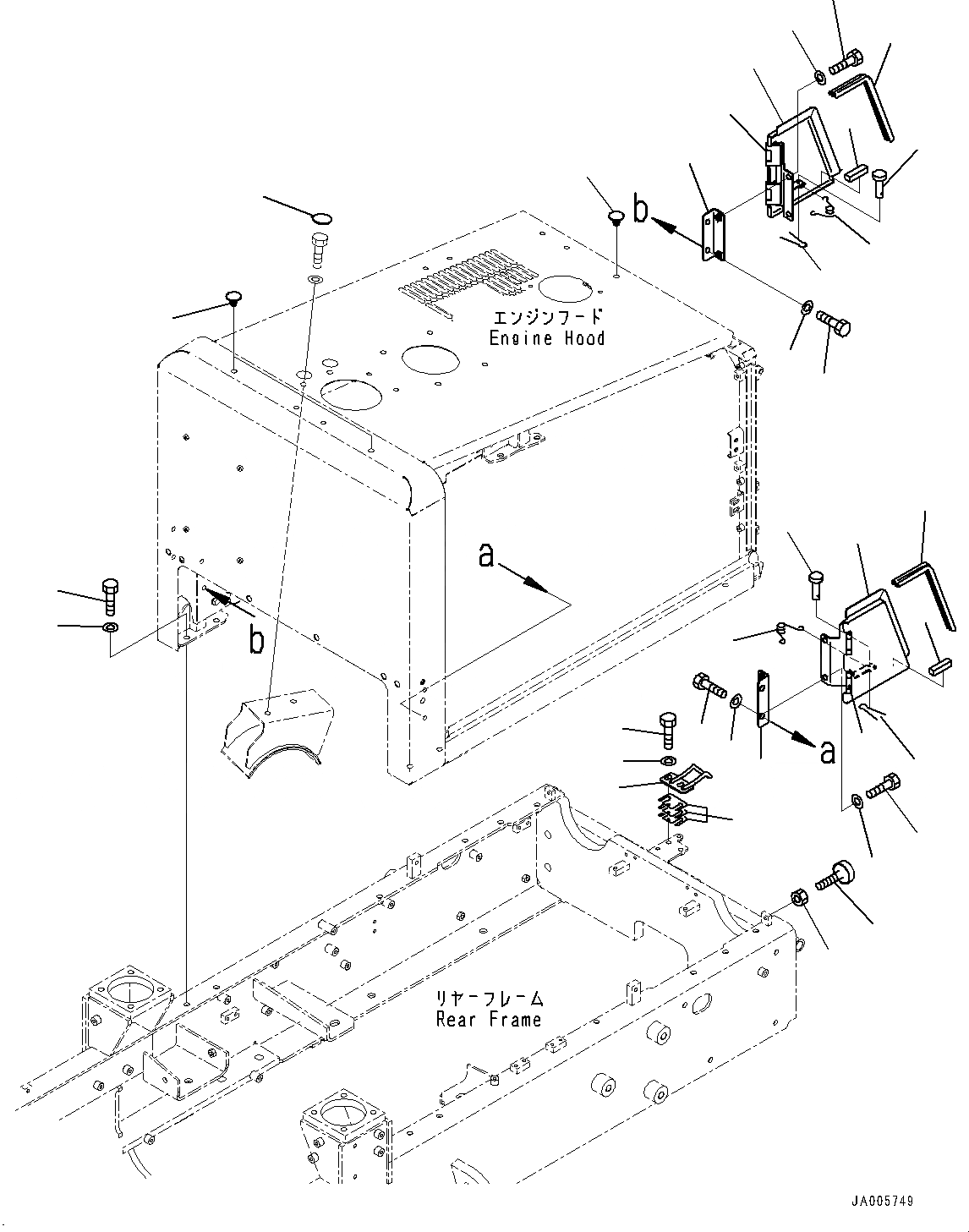 Схема запчастей Komatsu WA150-6 - КАПОТ, КРЫШКА(№8-) КАПОТ, С СИСТЕМОЙ ROPS, ЗАДН. ПОЛН. КРЫЛО