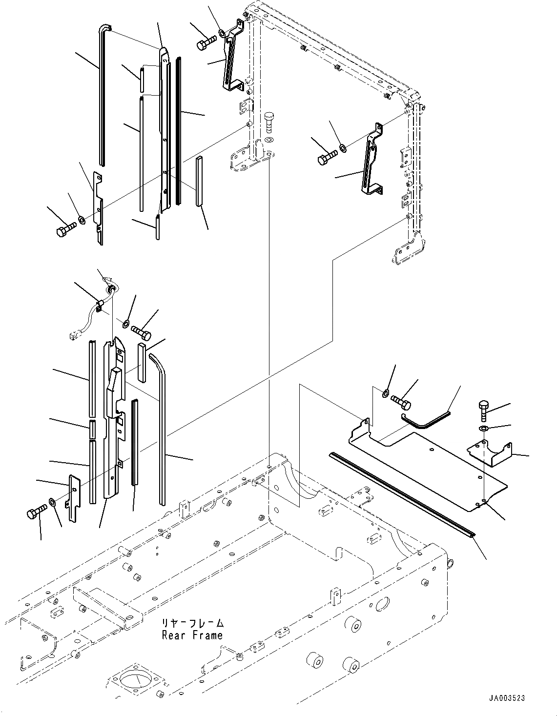 Схема запчастей Komatsu WA150-6 - КАПОТ, ДЕФЛЕКТОР (№8-) КАПОТ, С СИСТЕМОЙ ROPS, ЗАДН. ПОЛН. КРЫЛО