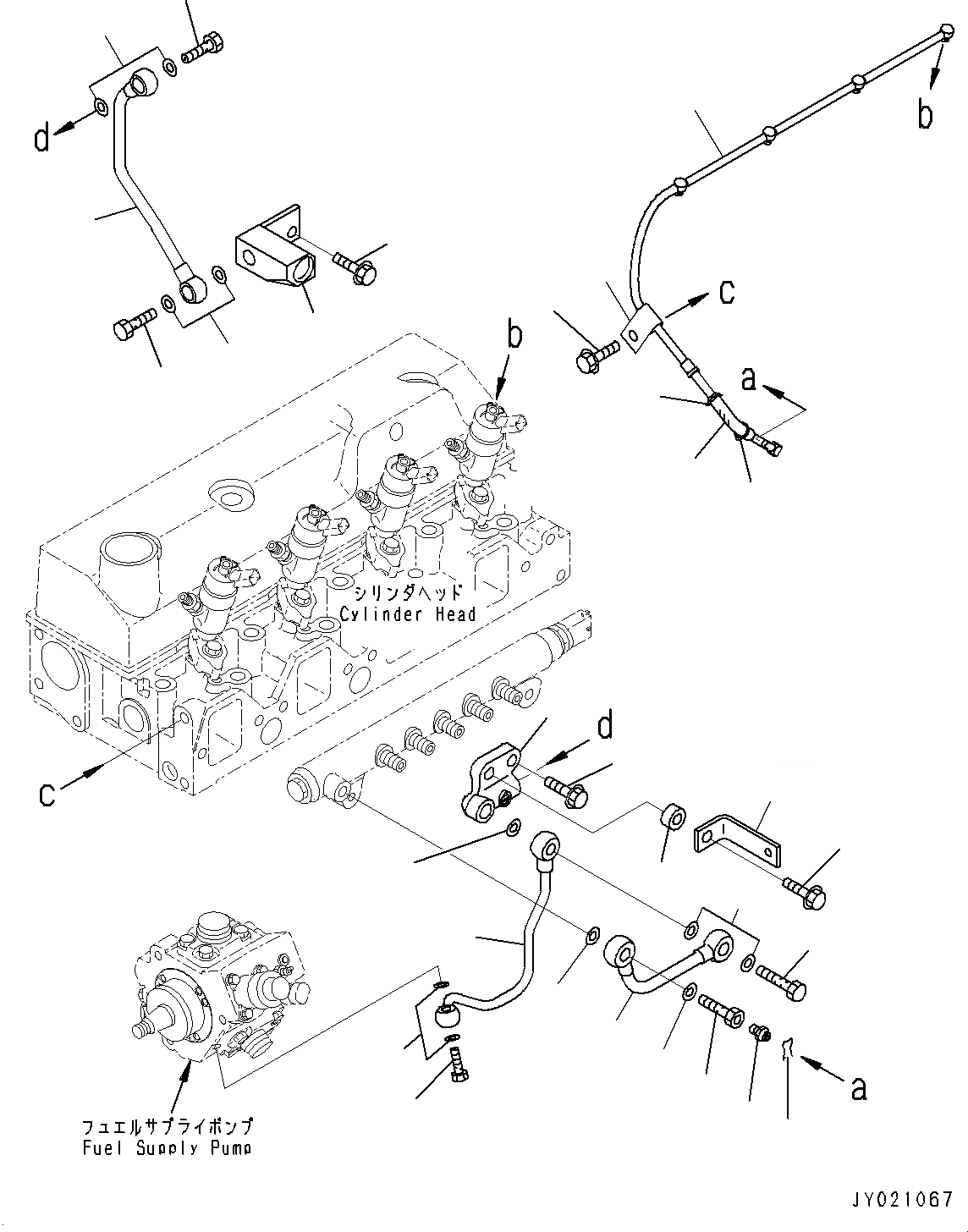 Схема запчастей Komatsu SAA4D95LE-5J - ТОПЛИВОПРОВОД. (№88-) ТОПЛИВОПРОВОД.