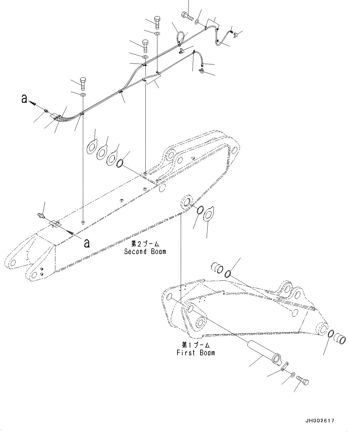 Схема запчастей Komatsu PC190LC-8 - СТРЕЛА, 2-СЕКЦИОНН. СТРЕЛА, -НАВЕСН. ОБОРУД, СМАЗЫВАЮЩ. ЛИНИЯ (/) СТРЕЛА, 2-СЕКЦИОНН. СТРЕЛА, -НАВЕСН. ОБОРУД