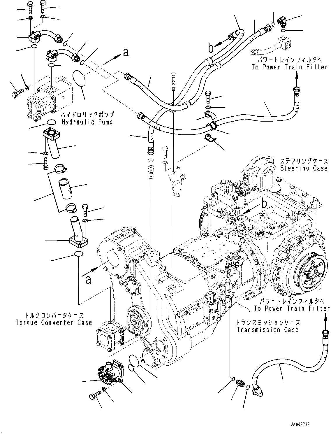 Схема запчастей Komatsu D65EX-16 - СИЛОВАЯ ПЕРЕДАЧА, СИЛОВАЯ ПЕРЕДАЧА - ГИДР. БАК. ТРУБЫ (/) (№8-) СИЛОВАЯ ПЕРЕДАЧА